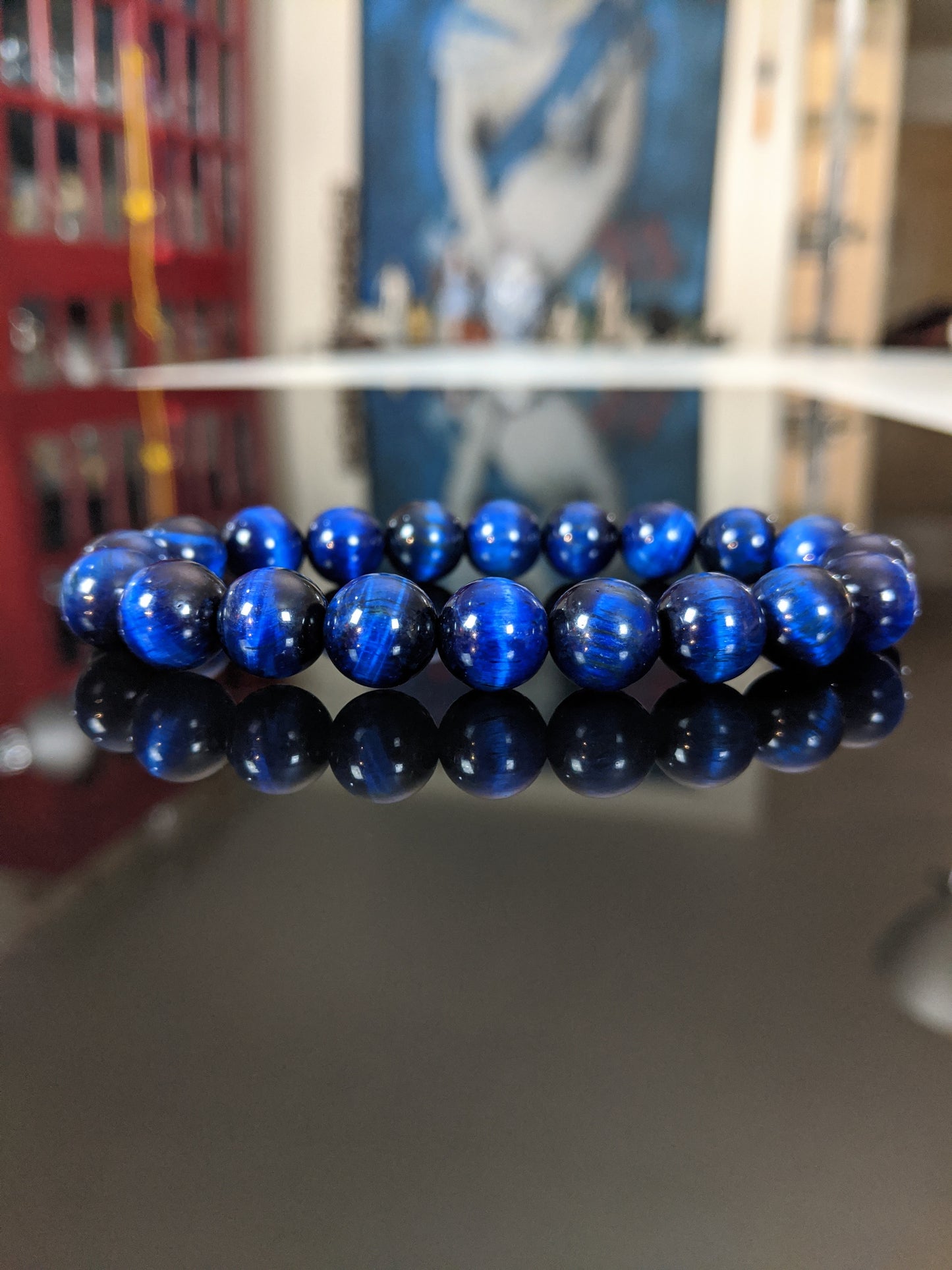Fierce Blue Tiger Eye bead bracelet for Men 10mm