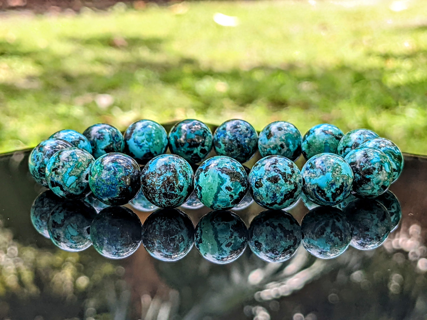 Best Chrysocolla! 3A Quality, 12mm bead bracelet for Men, Size: 7, 7.5, 8, or 8.5 inch