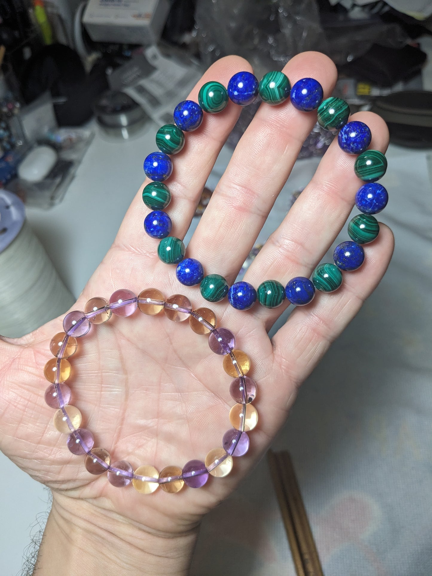 Best of Both | Lapis + Malachite bead bracelet for Men 10mm