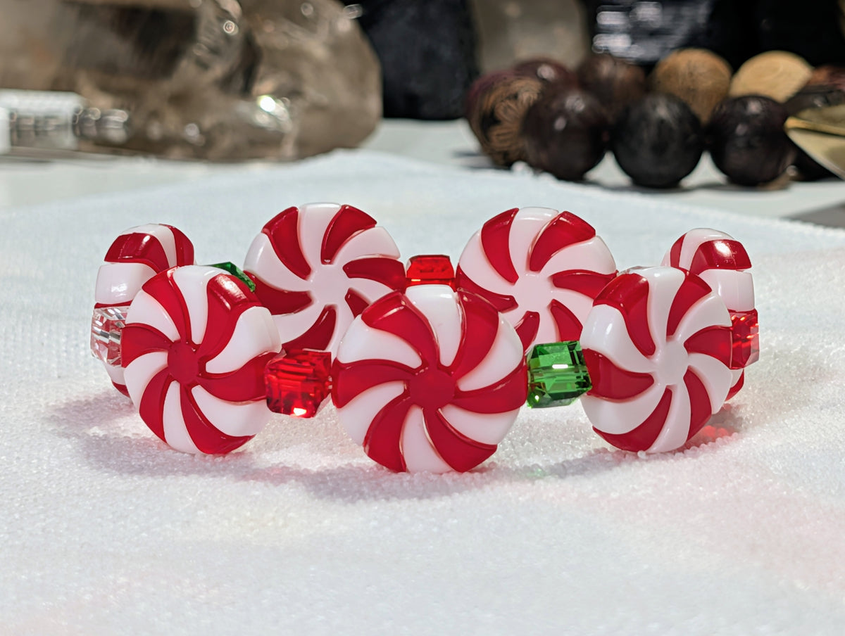 Best Christmas Ever! | Mint Candies bead bracelet for Men on stretch, Comfy 8-inch size