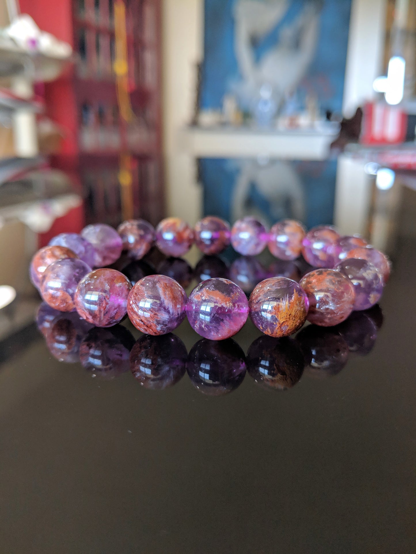 Top! Auralite-23 bead bracelet for men stretch 12mm