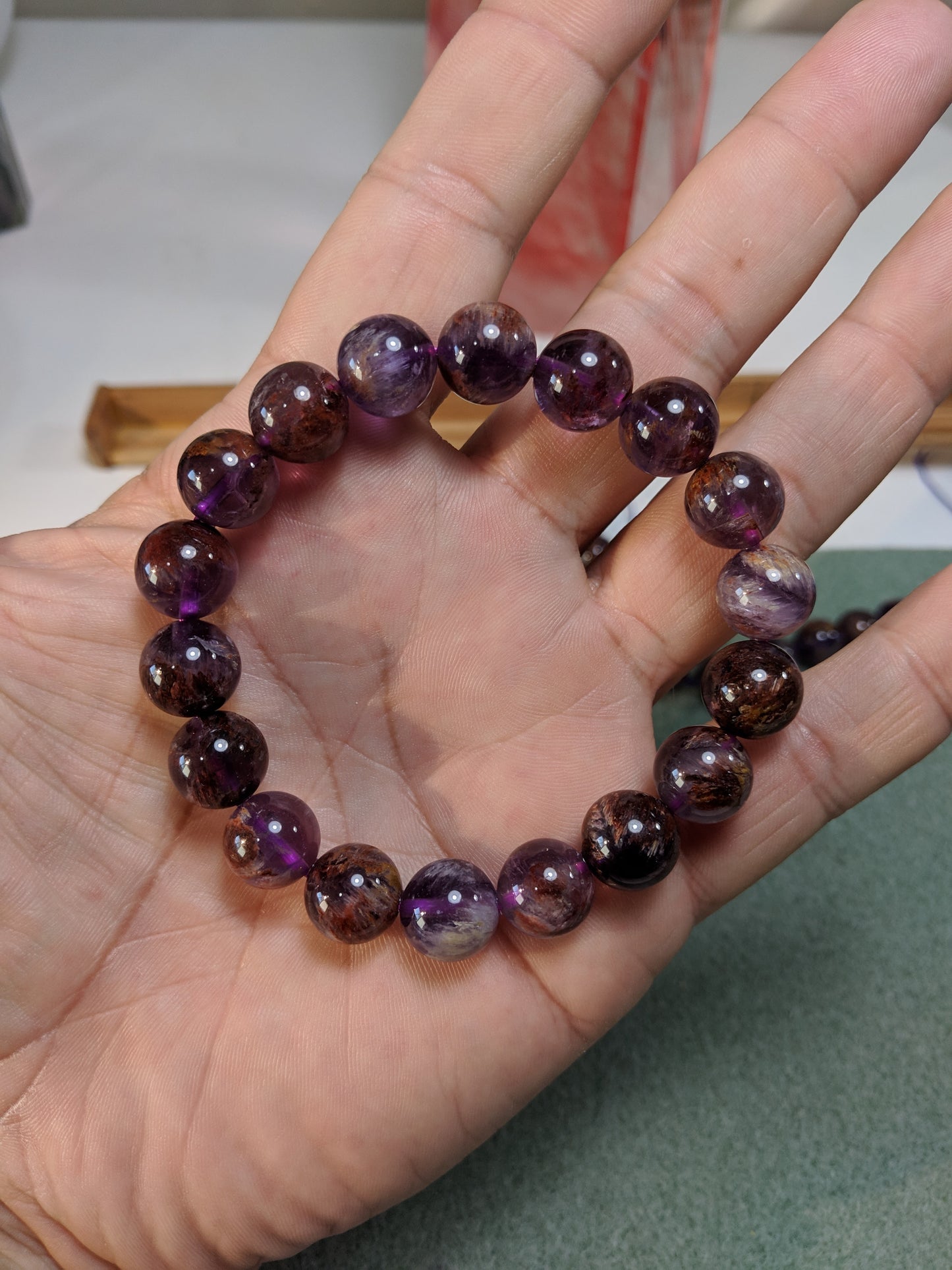 Top! Auralite-23 bead bracelet for men stretch 12mm