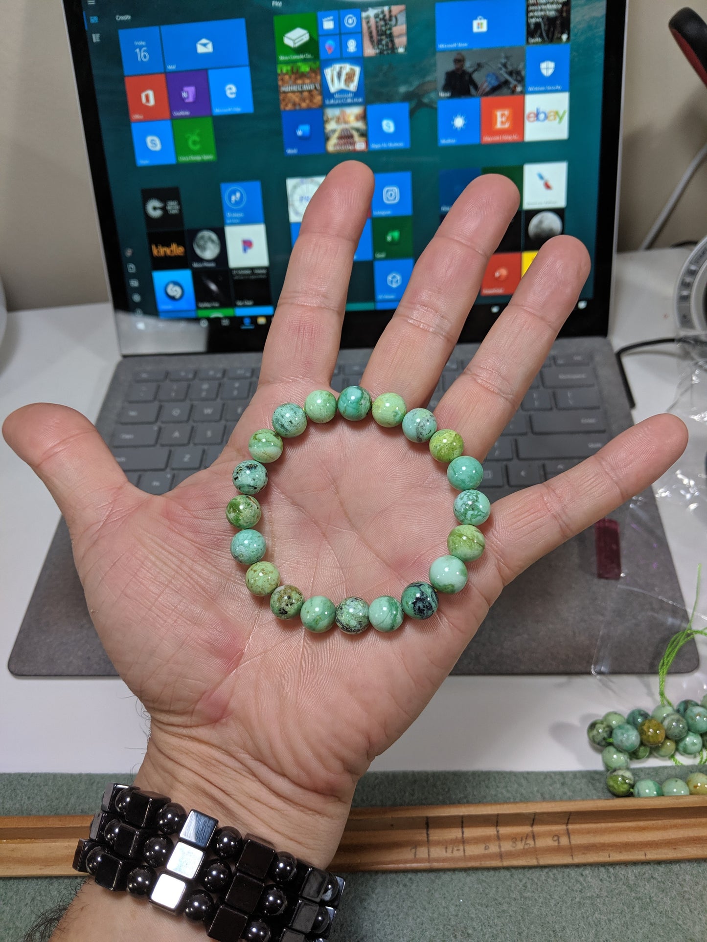 The Joy of Living | Variscite Bead Bracelet for Men on Stretch 10mm