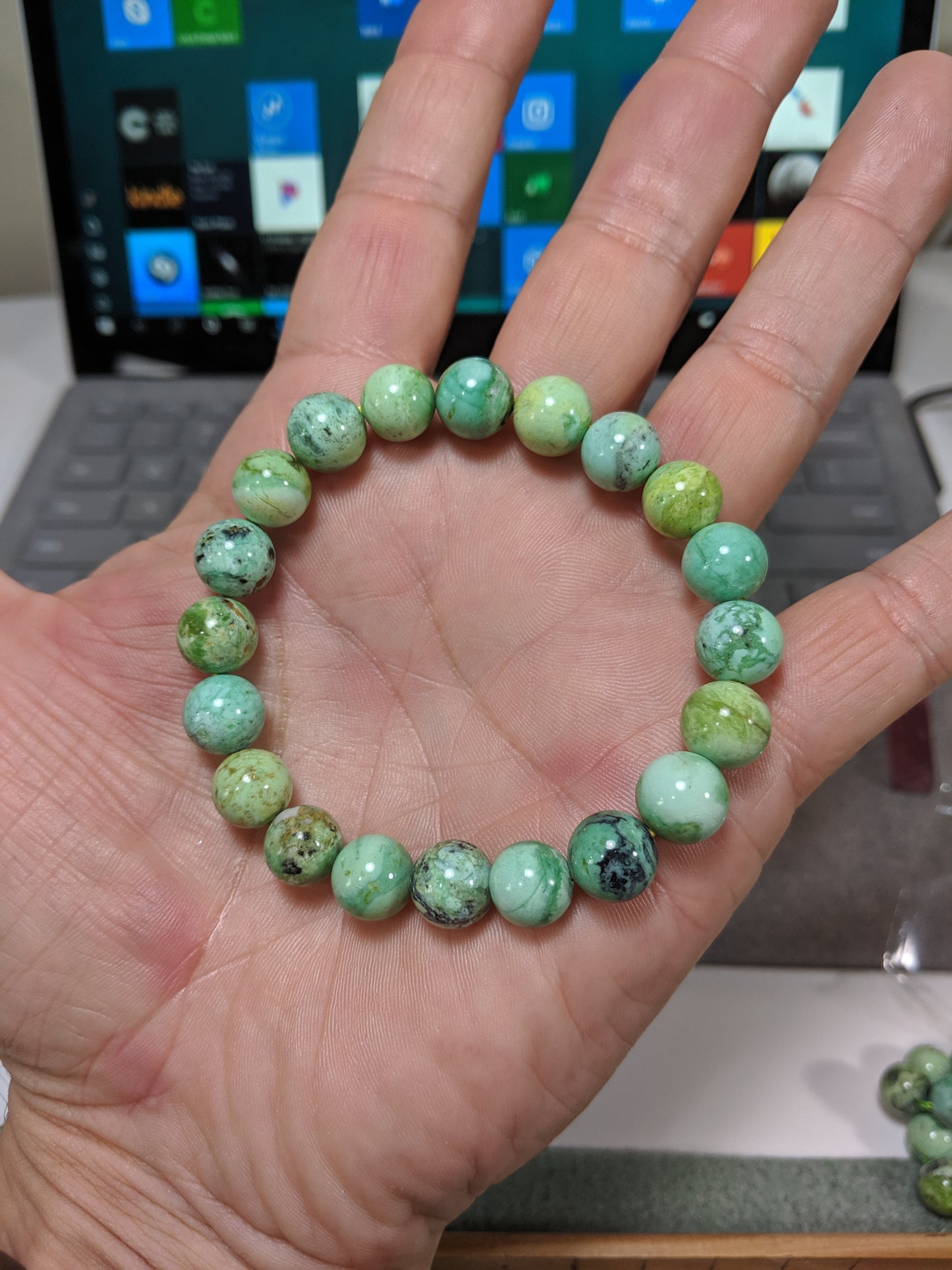 The Joy of Living | Variscite Bead Bracelet for Men on Stretch 10mm