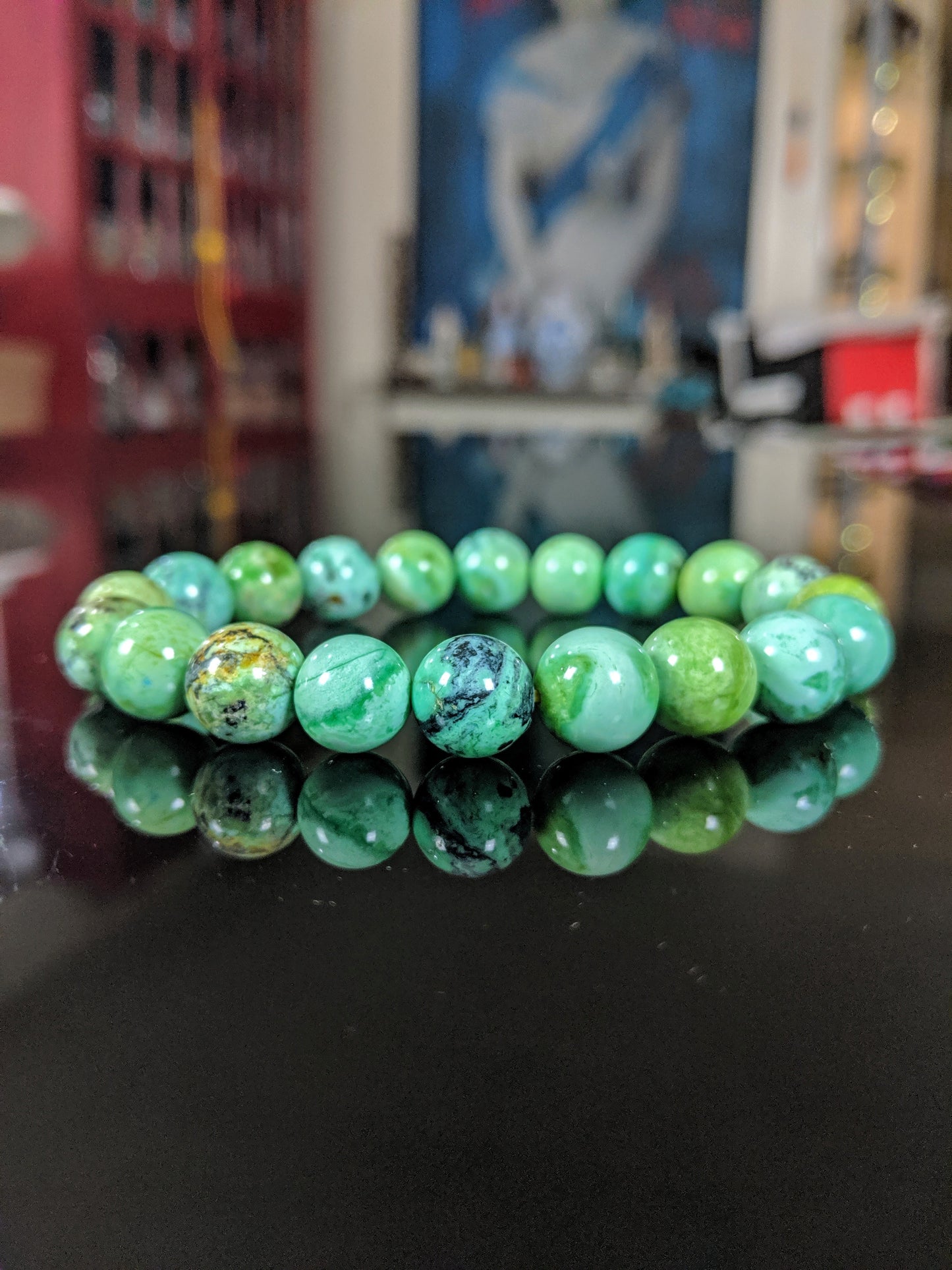 The Joy of Living | Variscite Bead Bracelet for Men on Stretch 10mm