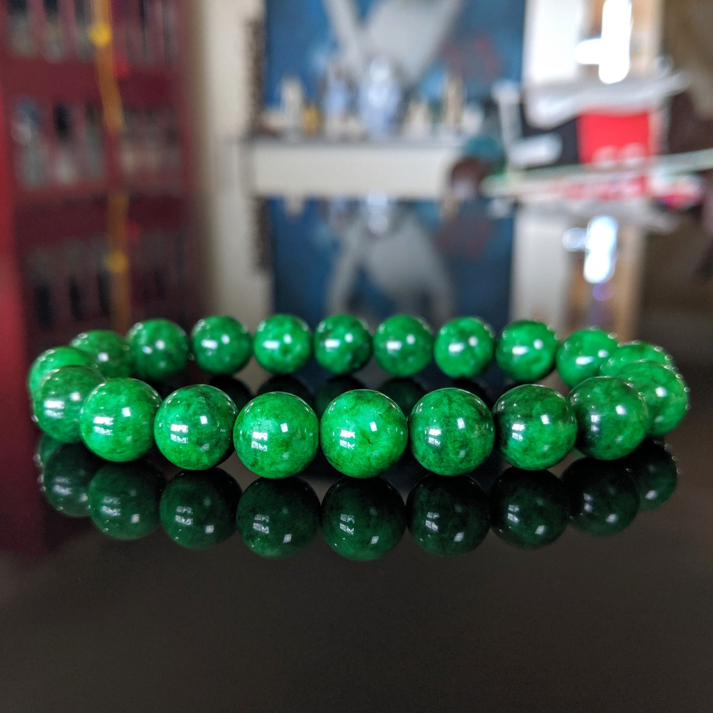 Give me Green! | Rich Green JADE Bead Bracelet Men Stretch 10mm