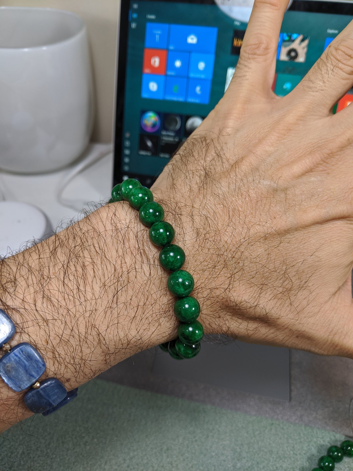 Give me Green! | Rich Green JADE Bead Bracelet Men Stretch 10mm