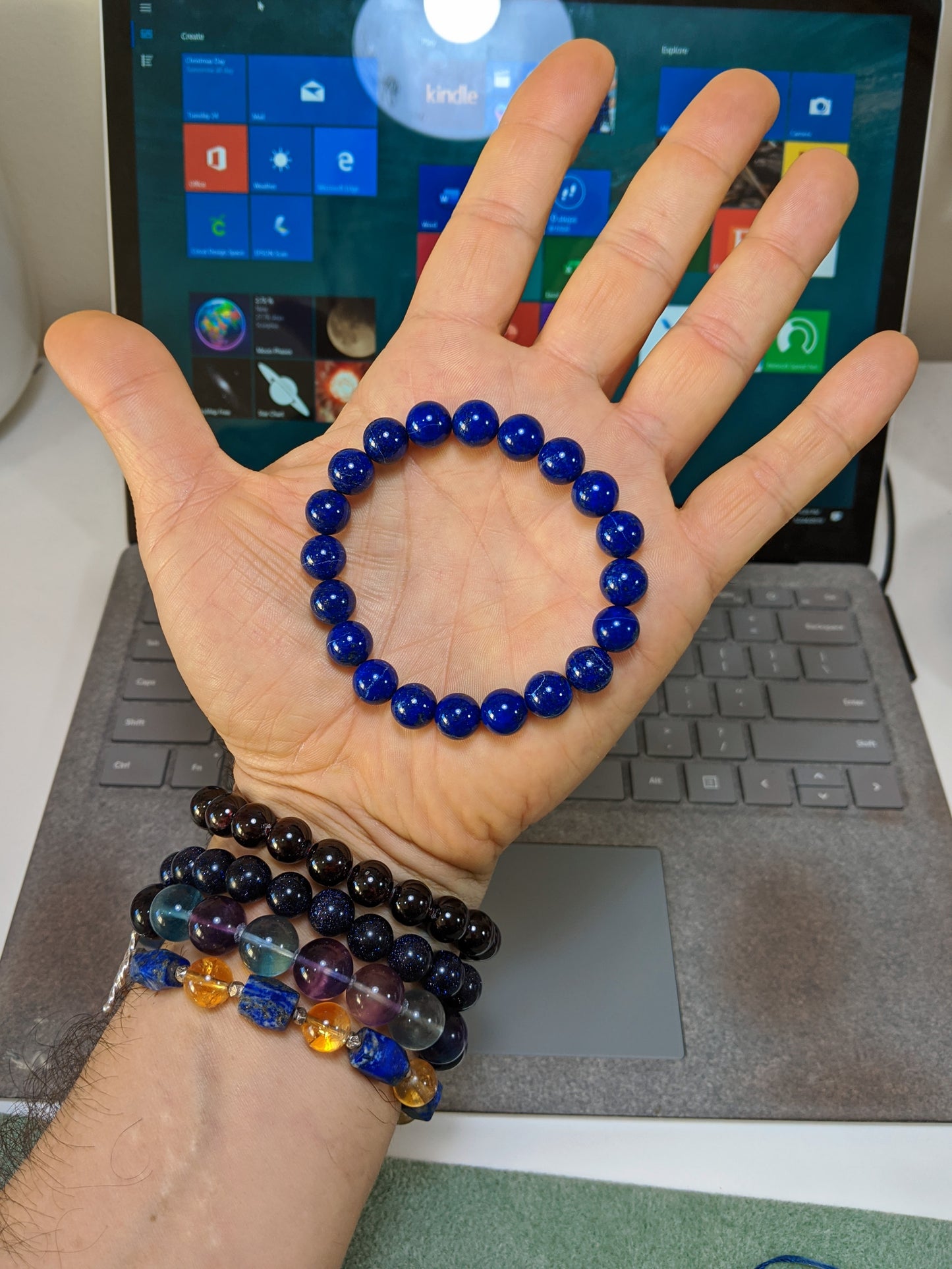 Cleopatra's Favorite | 100% Natural Lapis Lazuli bead bracelet MEN 10mm Stretch