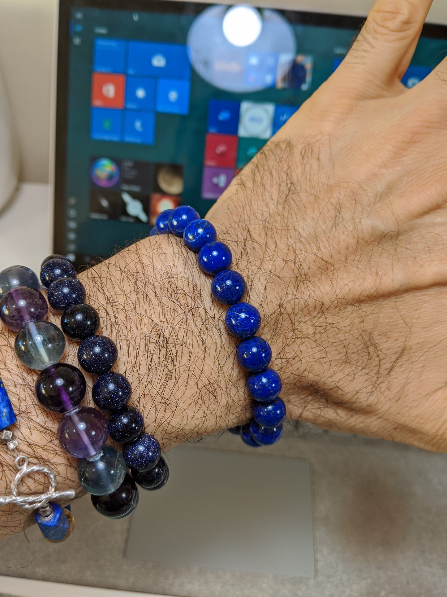 Cleopatra's Favorite | 100% Natural Lapis Lazuli bead bracelet MEN 10mm Stretch