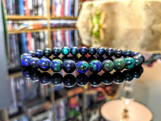 Mesmerizing! Azurite Malachite bead bracelet for Men 8mm (Mexico)