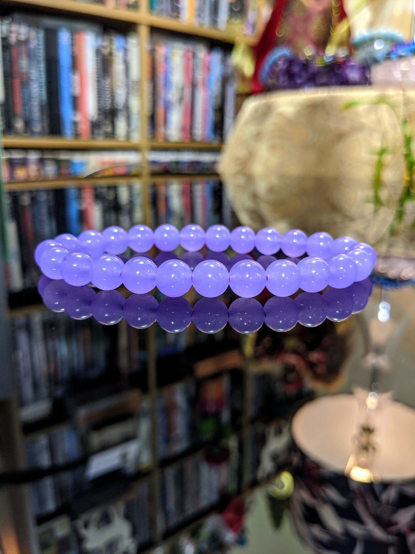 New! Lavender Jade bead bracelet for Men Stretch 8mm