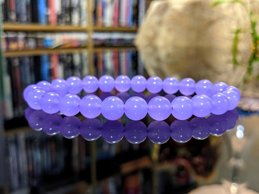 New! Lavender Jade bead bracelet for Men Stretch 8mm