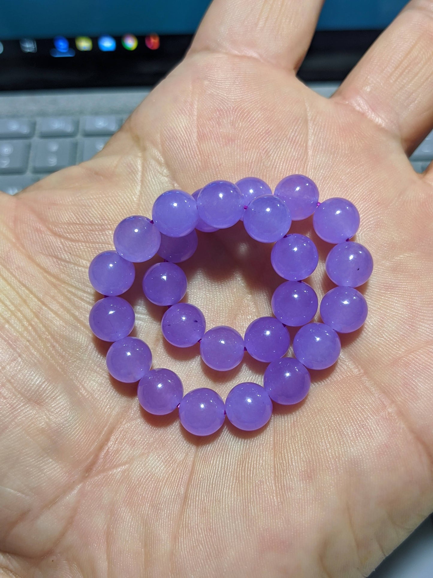 New! Lavender Jade bead bracelet for Men Stretch 8mm