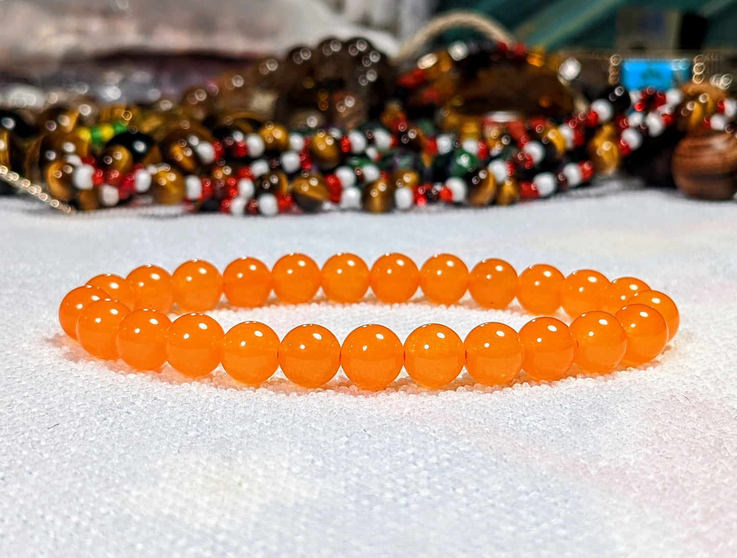 Need Vitamin C?  Try Tangerine Orange Jade bead bracelet for Men 8mm