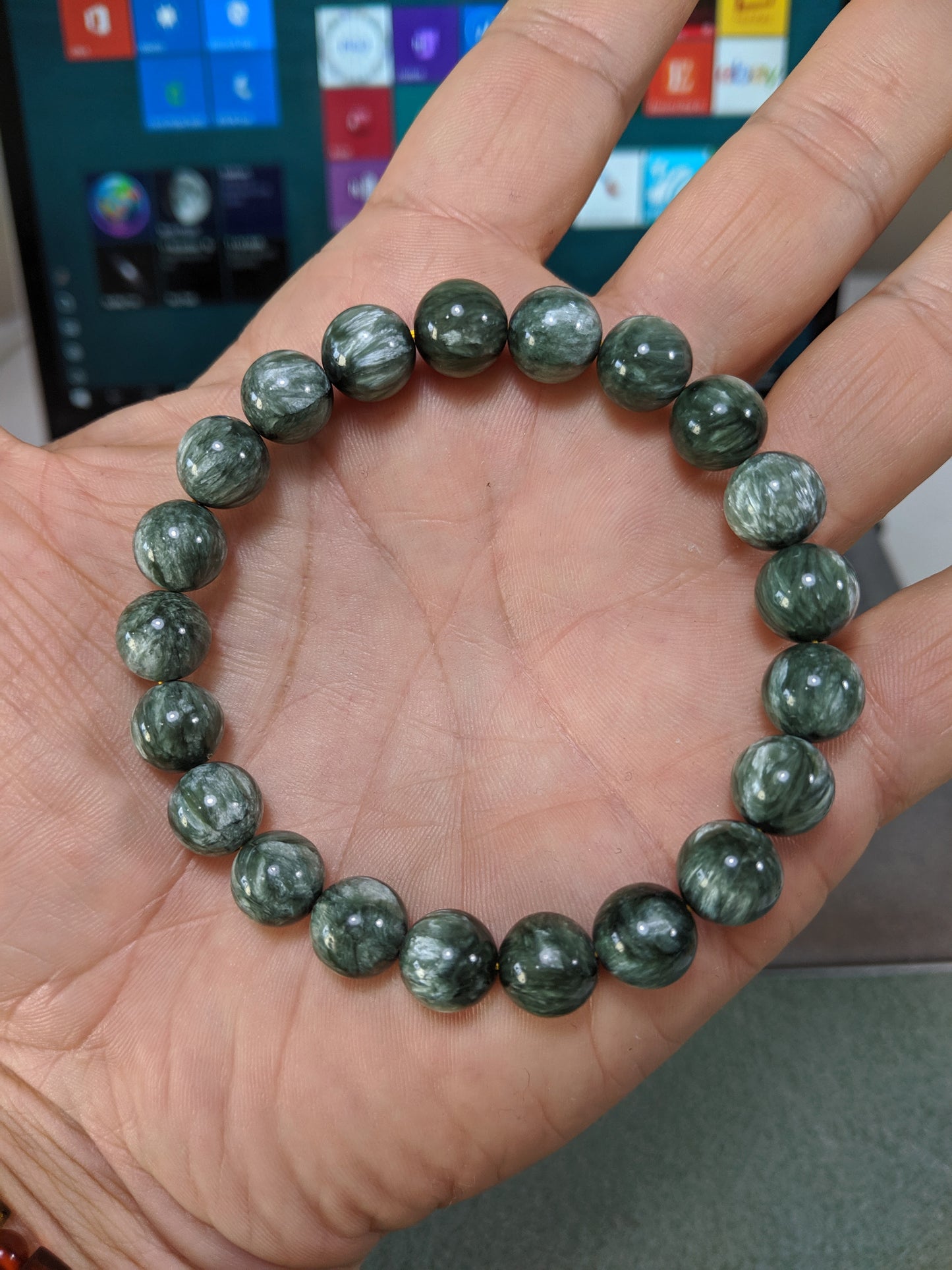 3A+ Seraphinite bead bracelet for Men 10mm Stretch