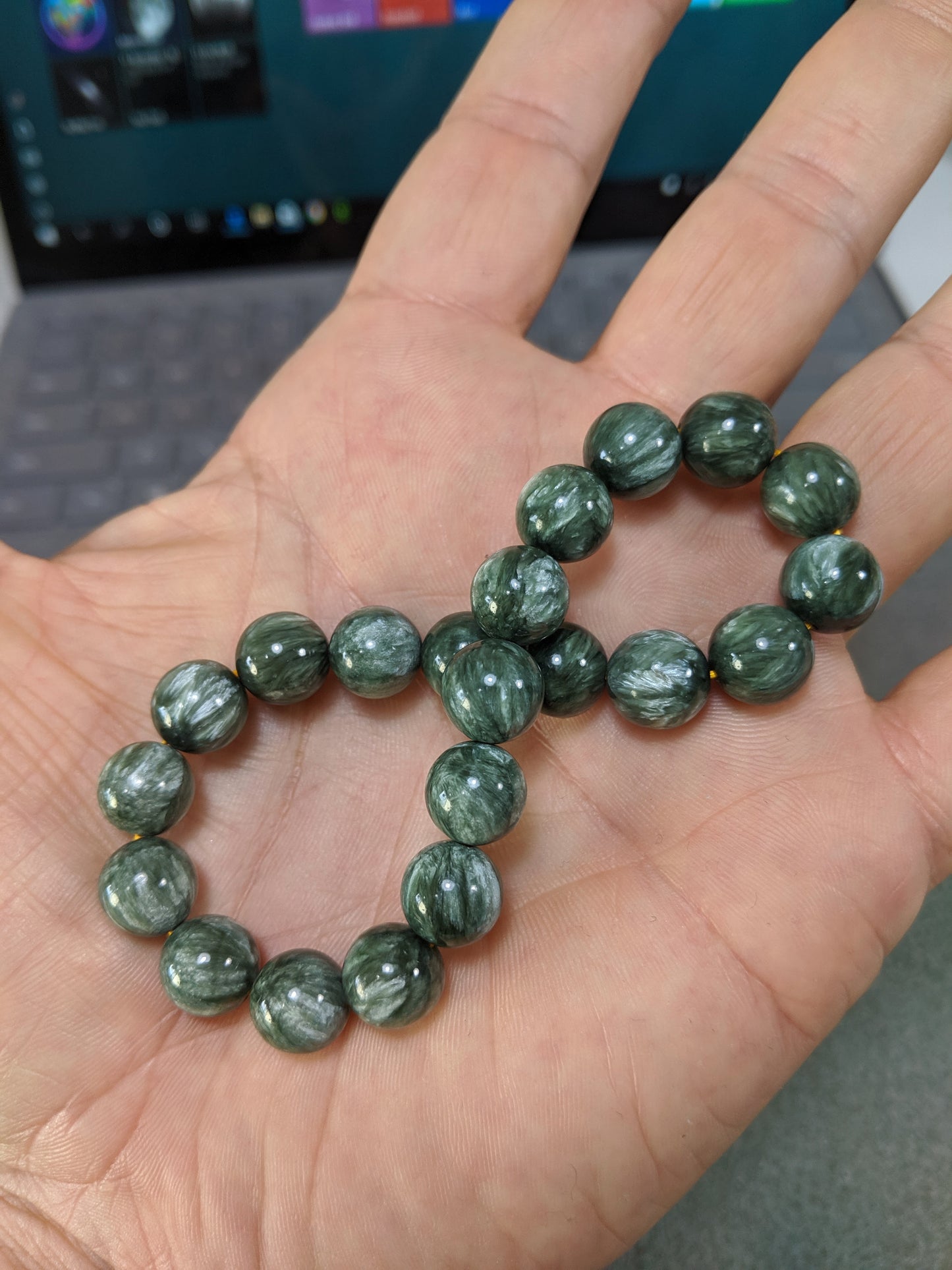 3A+ Seraphinite bead bracelet for Men 10mm Stretch