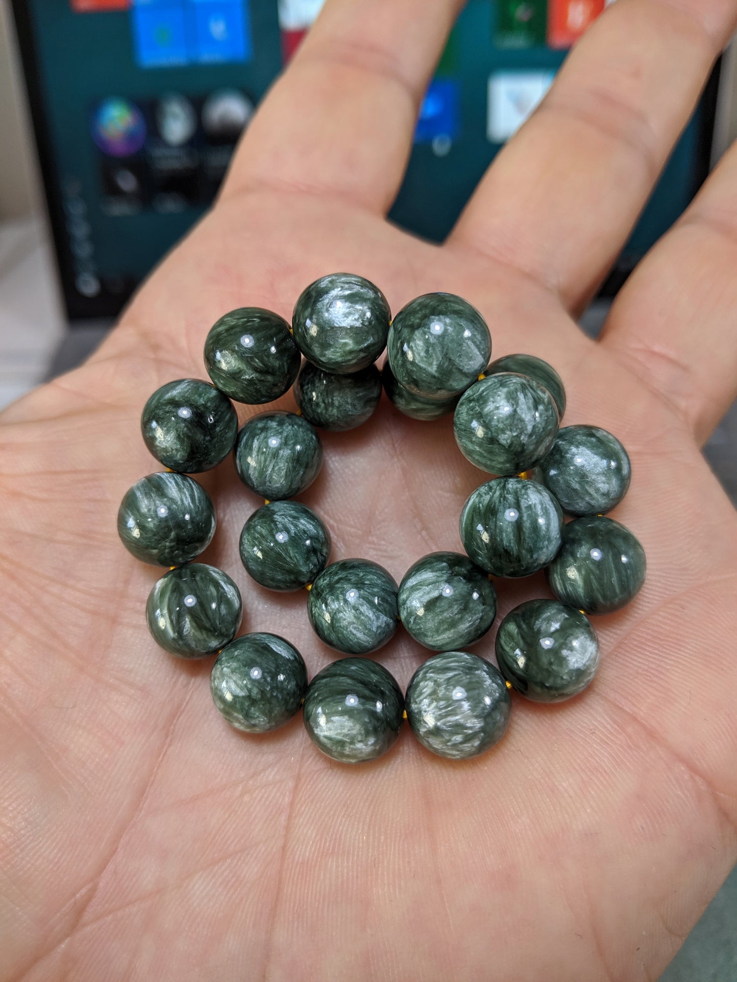 3A+ Seraphinite bead bracelet for Men 10mm Stretch