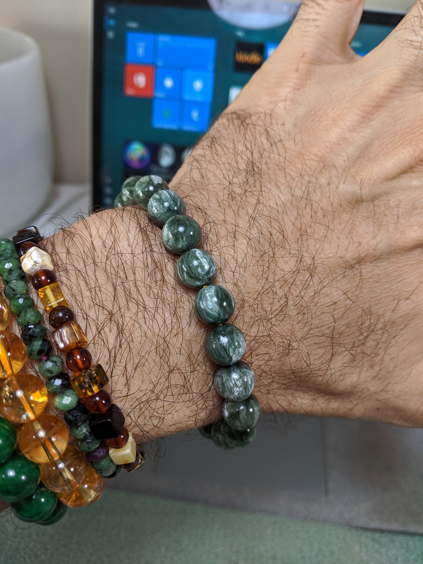 3A+ Seraphinite bead bracelet for Men 10mm Stretch