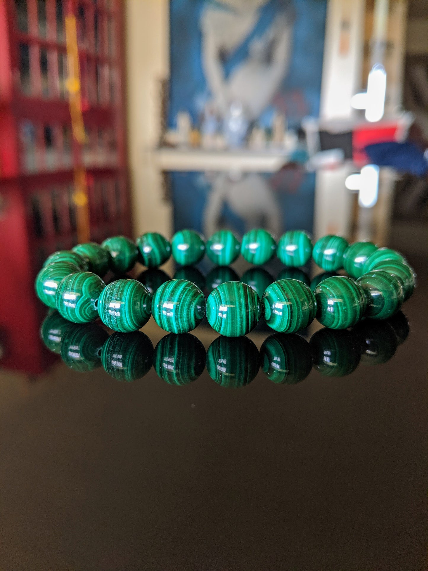 Malachite bead bracelet for Men 10mm