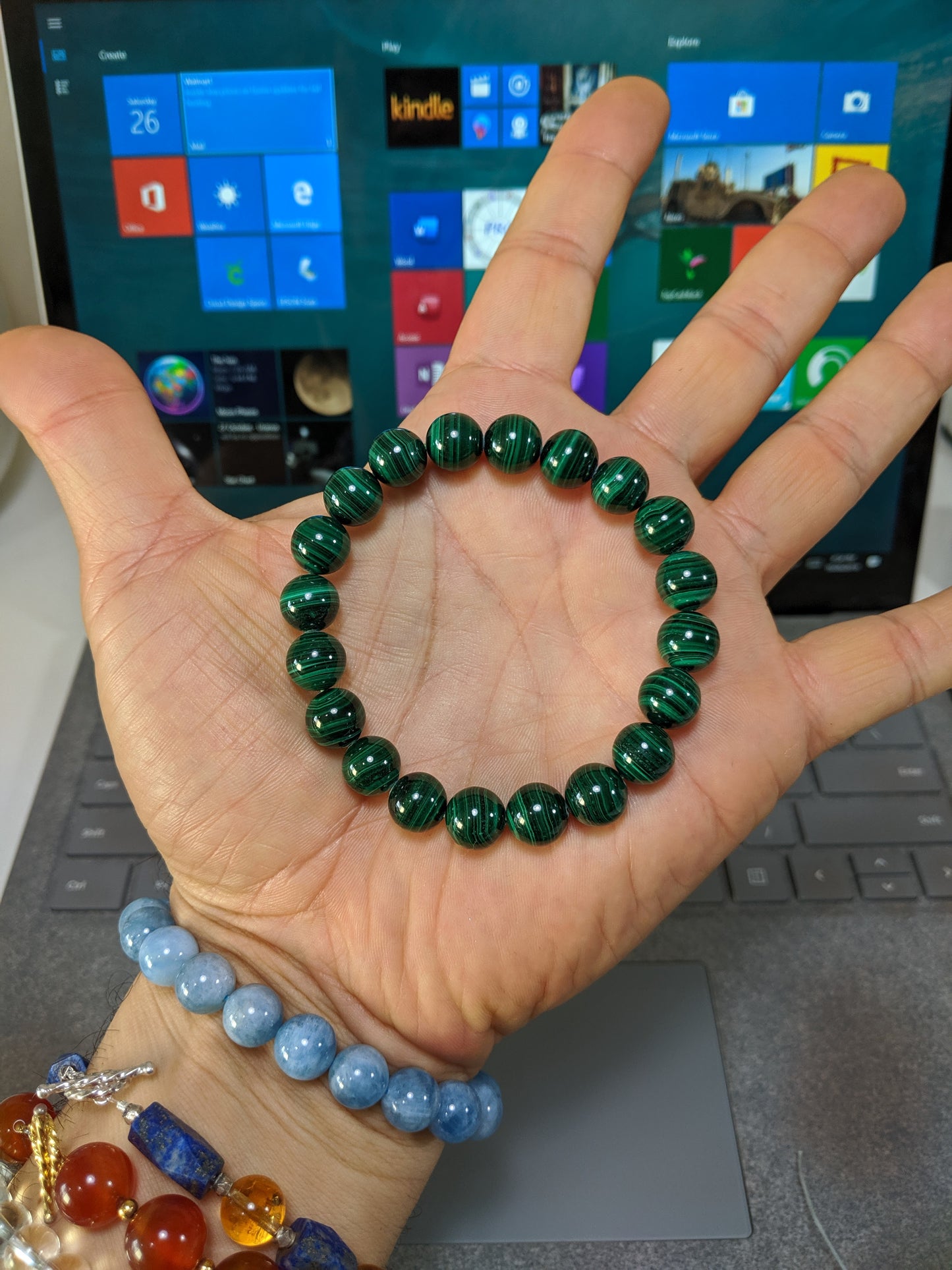 Malachite bead bracelet for Men 10mm