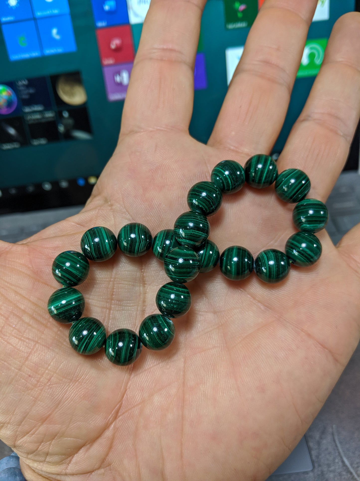 Malachite bead bracelet for Men 10mm