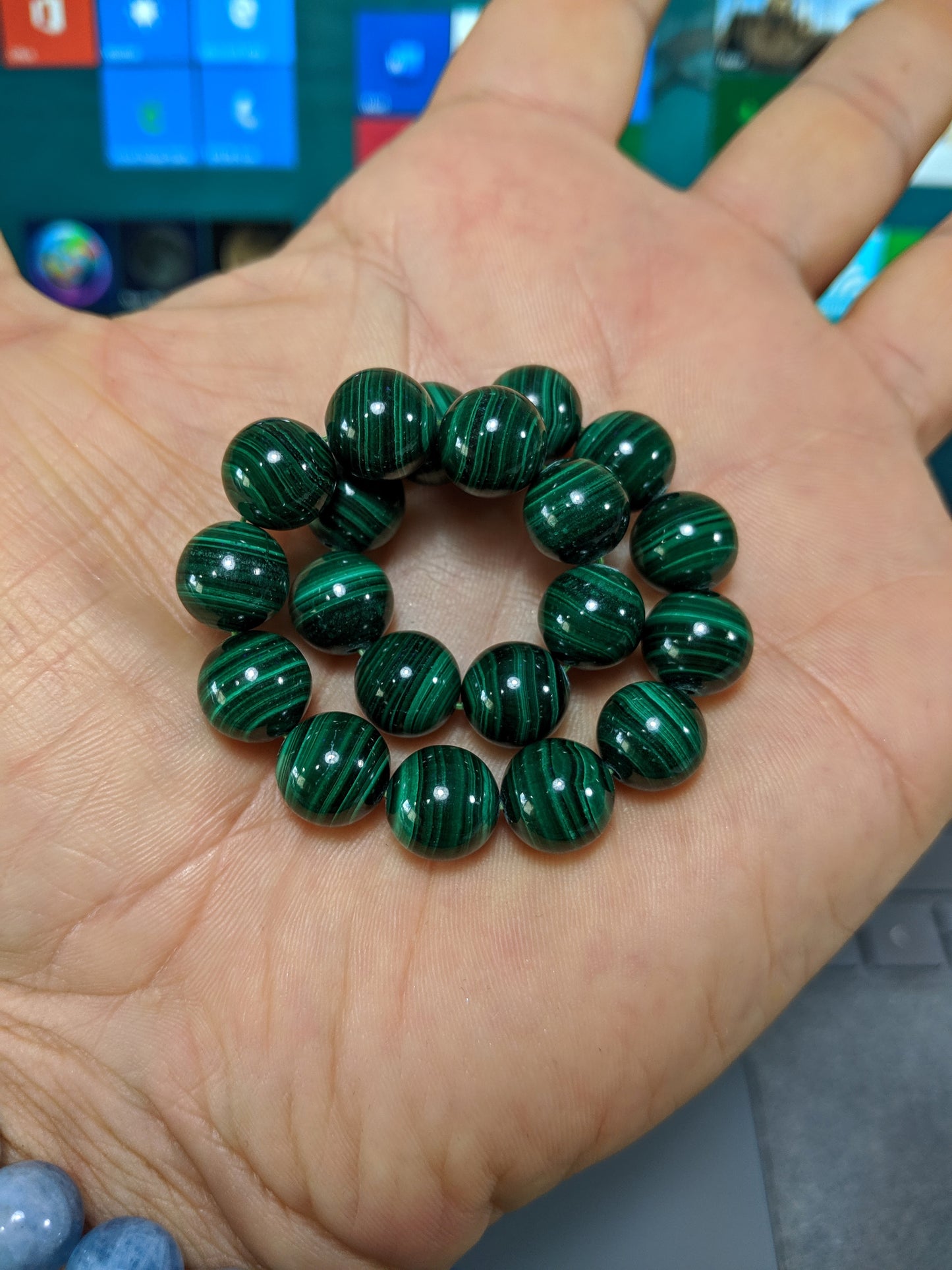 Malachite bead bracelet for Men 10mm