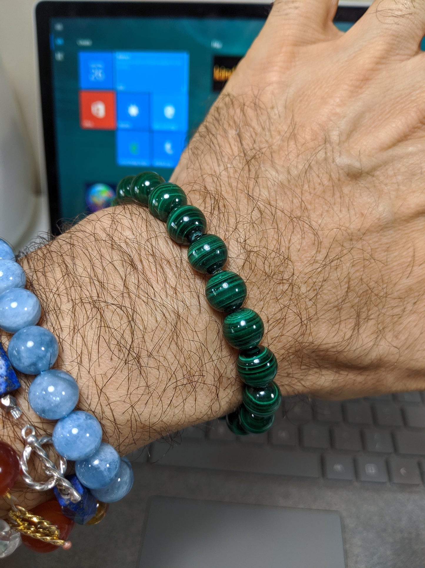 Malachite bead bracelet for Men 10mm