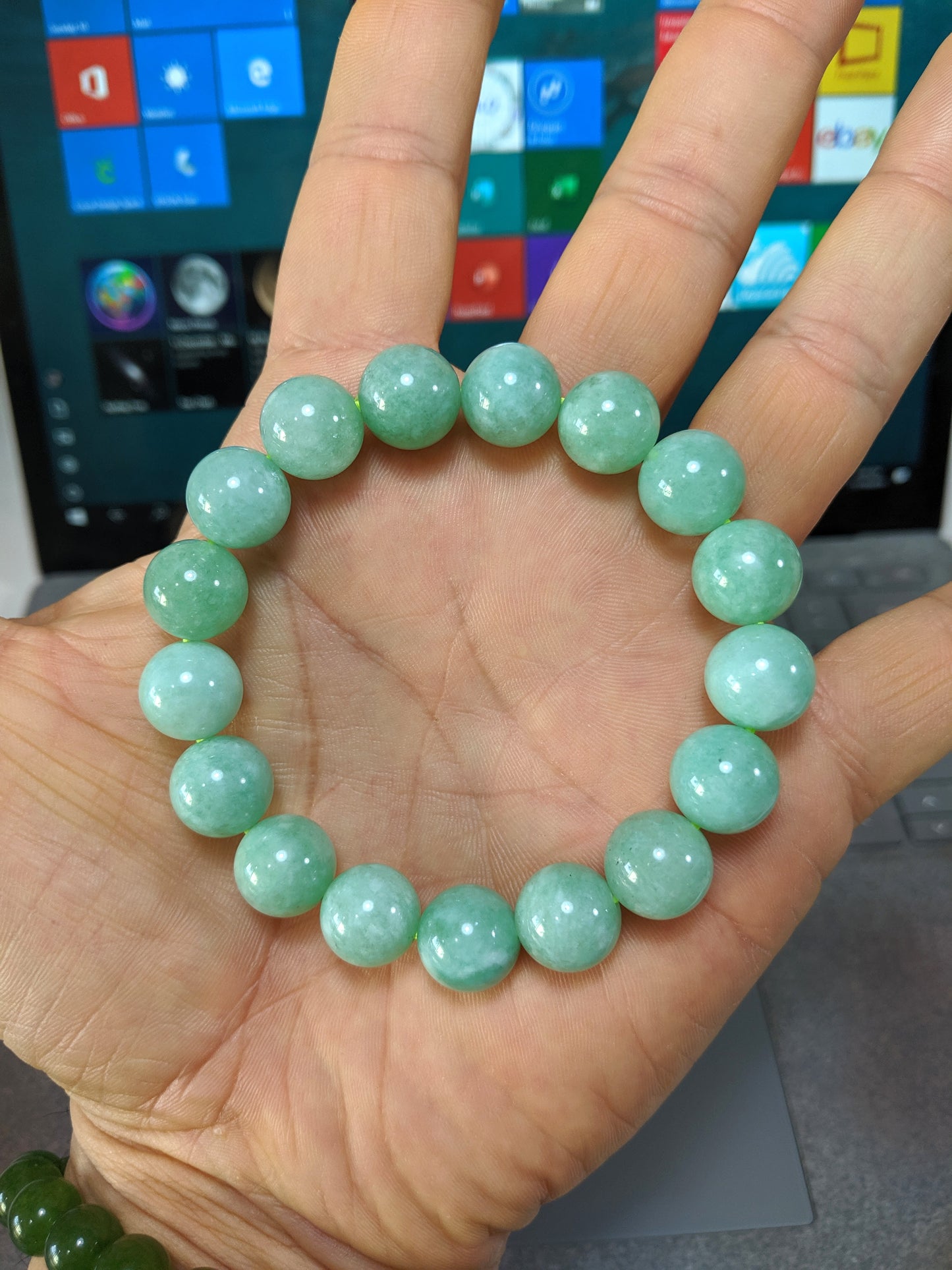 2A+ Burmese Jade bead bracelet for Men 12mm