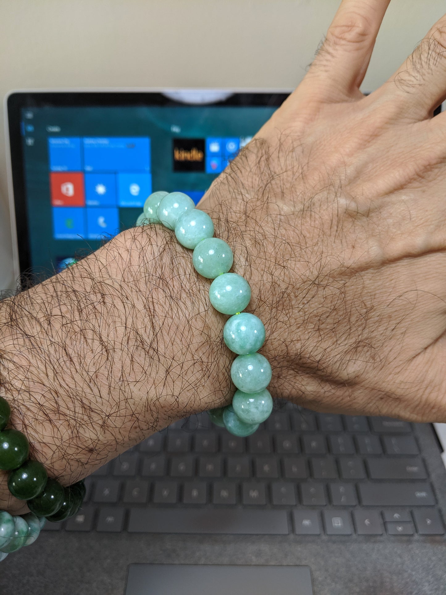 2A+ Burmese Jade bead bracelet for Men 12mm