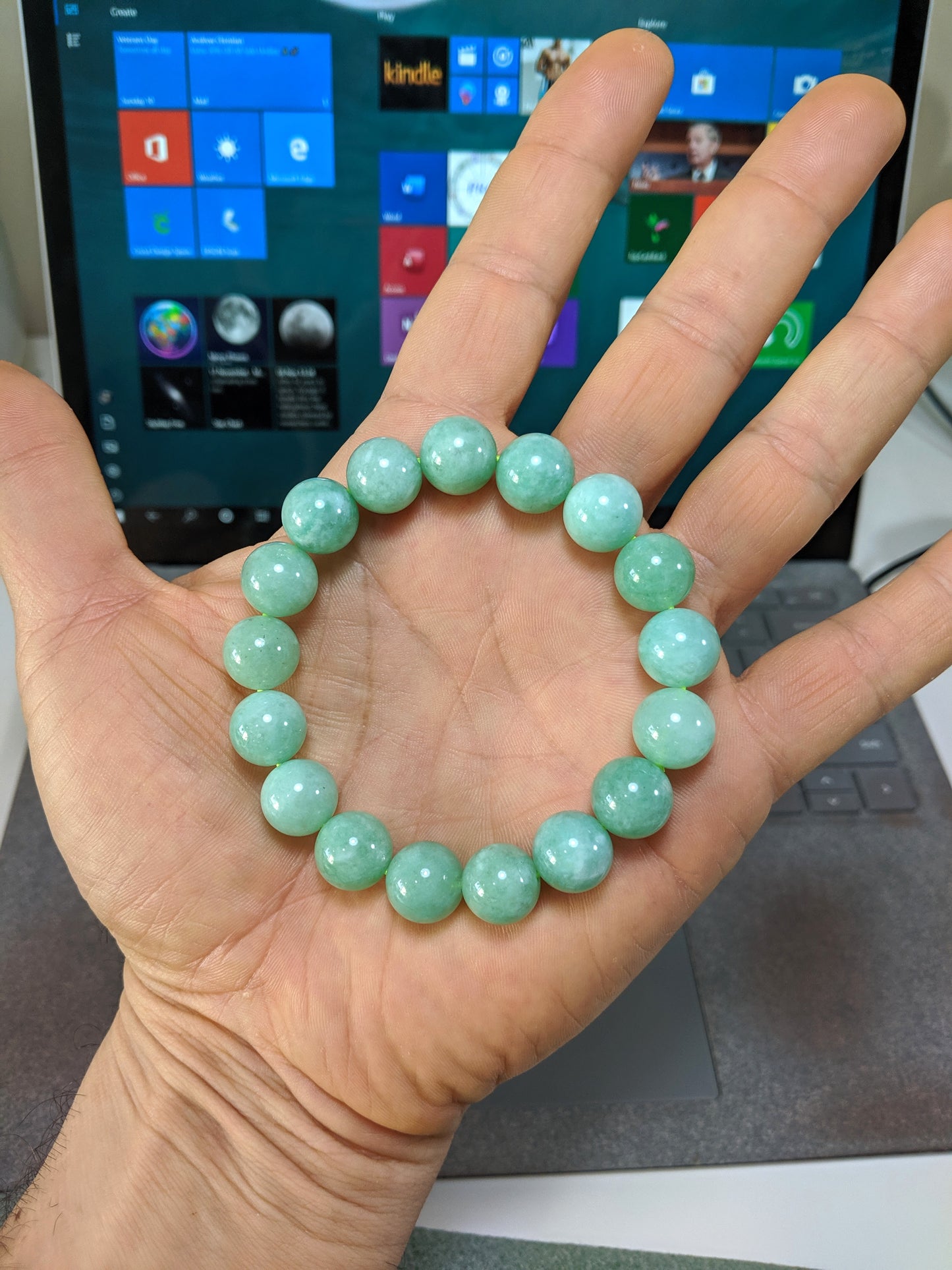 2A+ Burmese Jade bead bracelet for Men 12mm