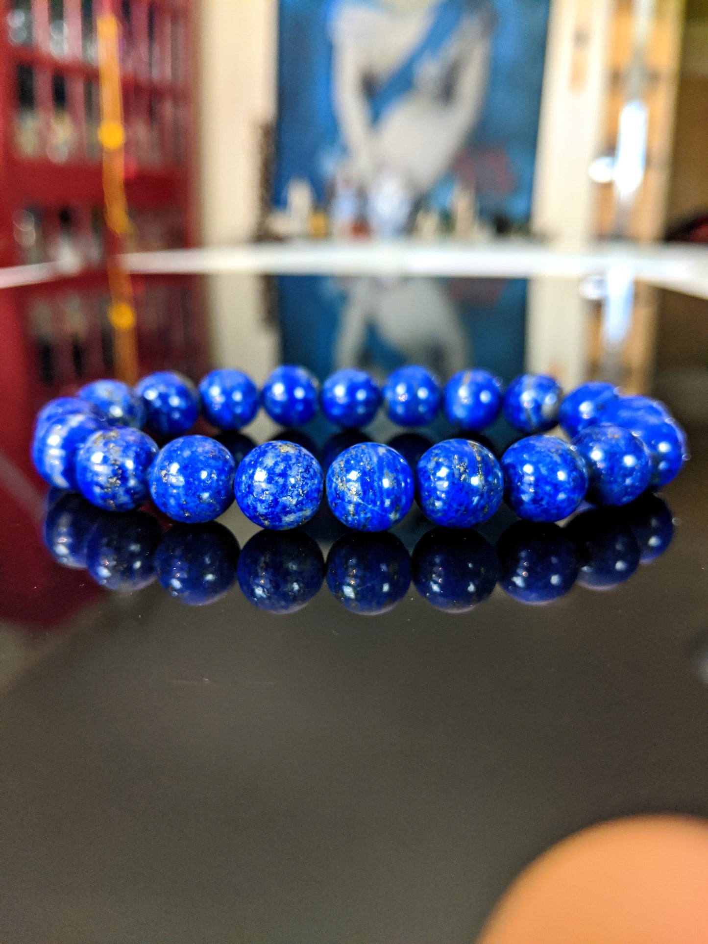 A Pharoah's first choice. | A/A- Lapis Lazuli bead bracelet for Men 10mm