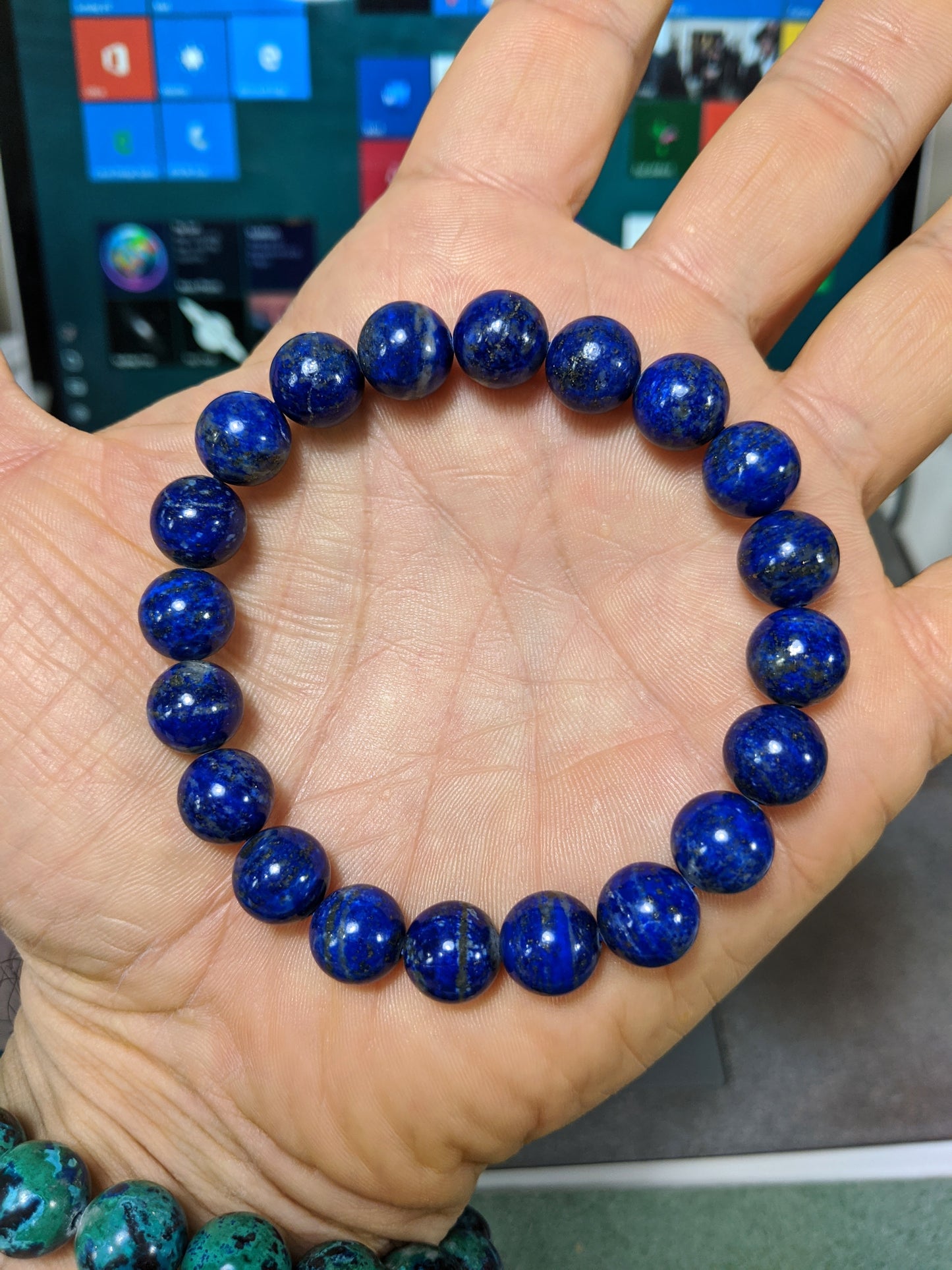 A Pharoah's first choice. | A/A- Lapis Lazuli bead bracelet for Men 10mm