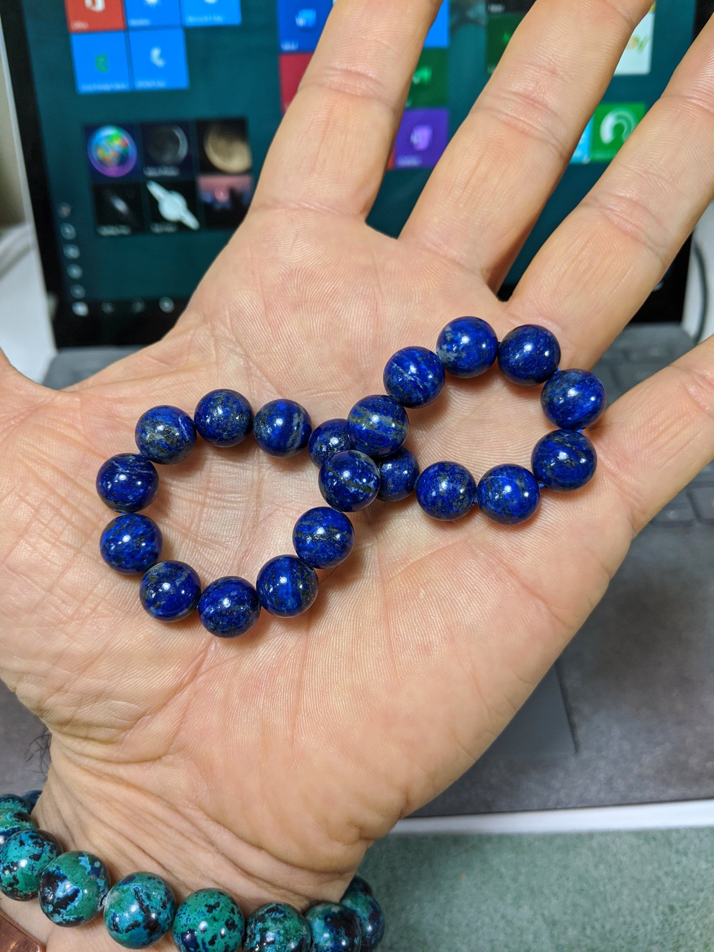 A Pharoah's first choice. | A/A- Lapis Lazuli bead bracelet for Men 10mm