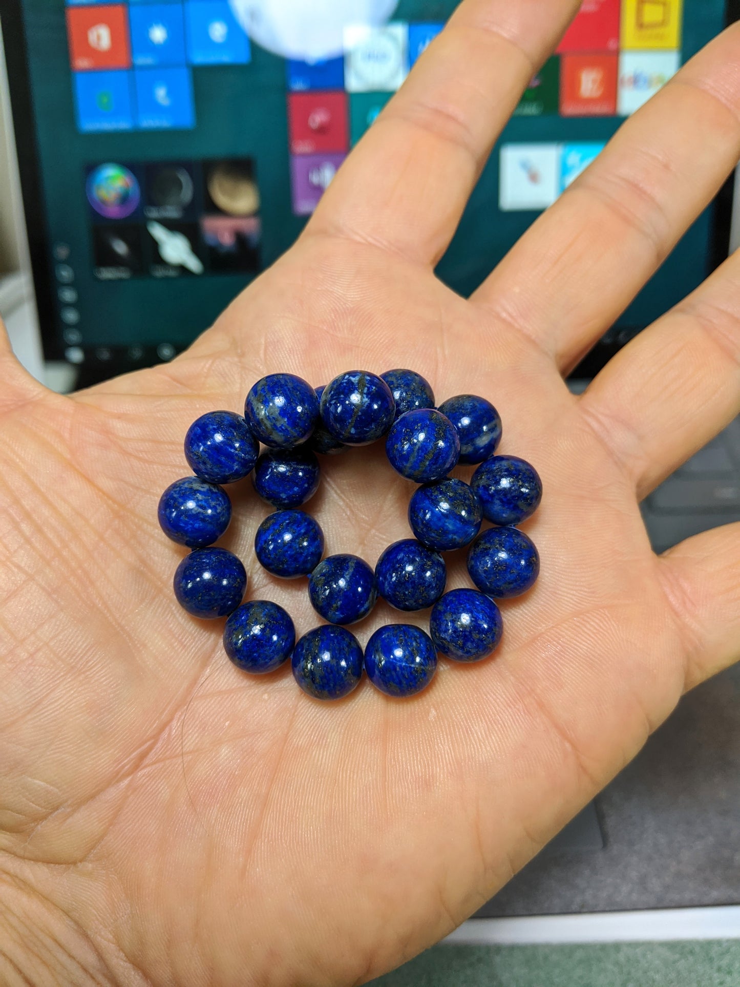 A Pharoah's first choice. | A/A- Lapis Lazuli bead bracelet for Men 10mm