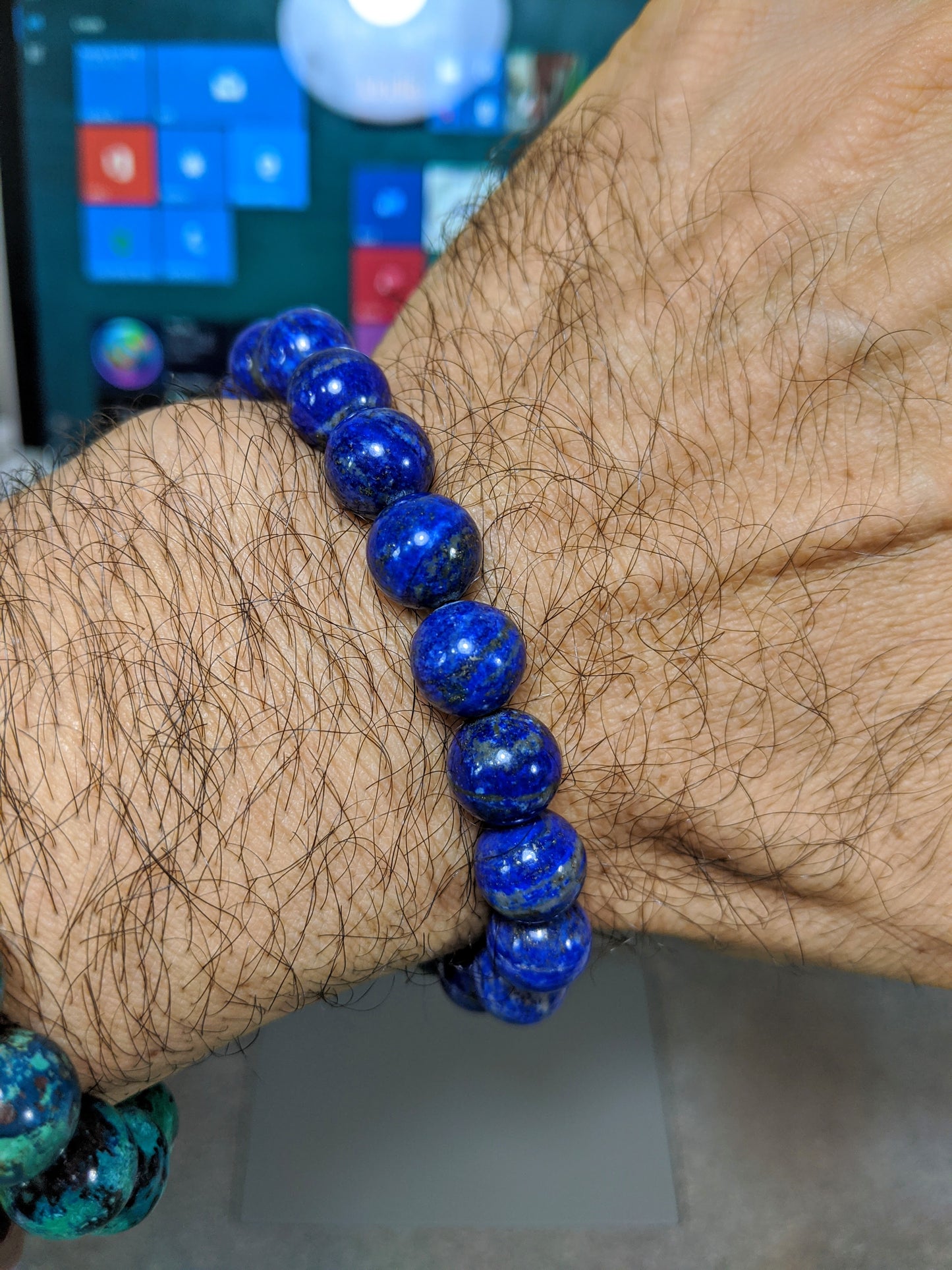 A Pharoah's first choice. | A/A- Lapis Lazuli bead bracelet for Men 10mm