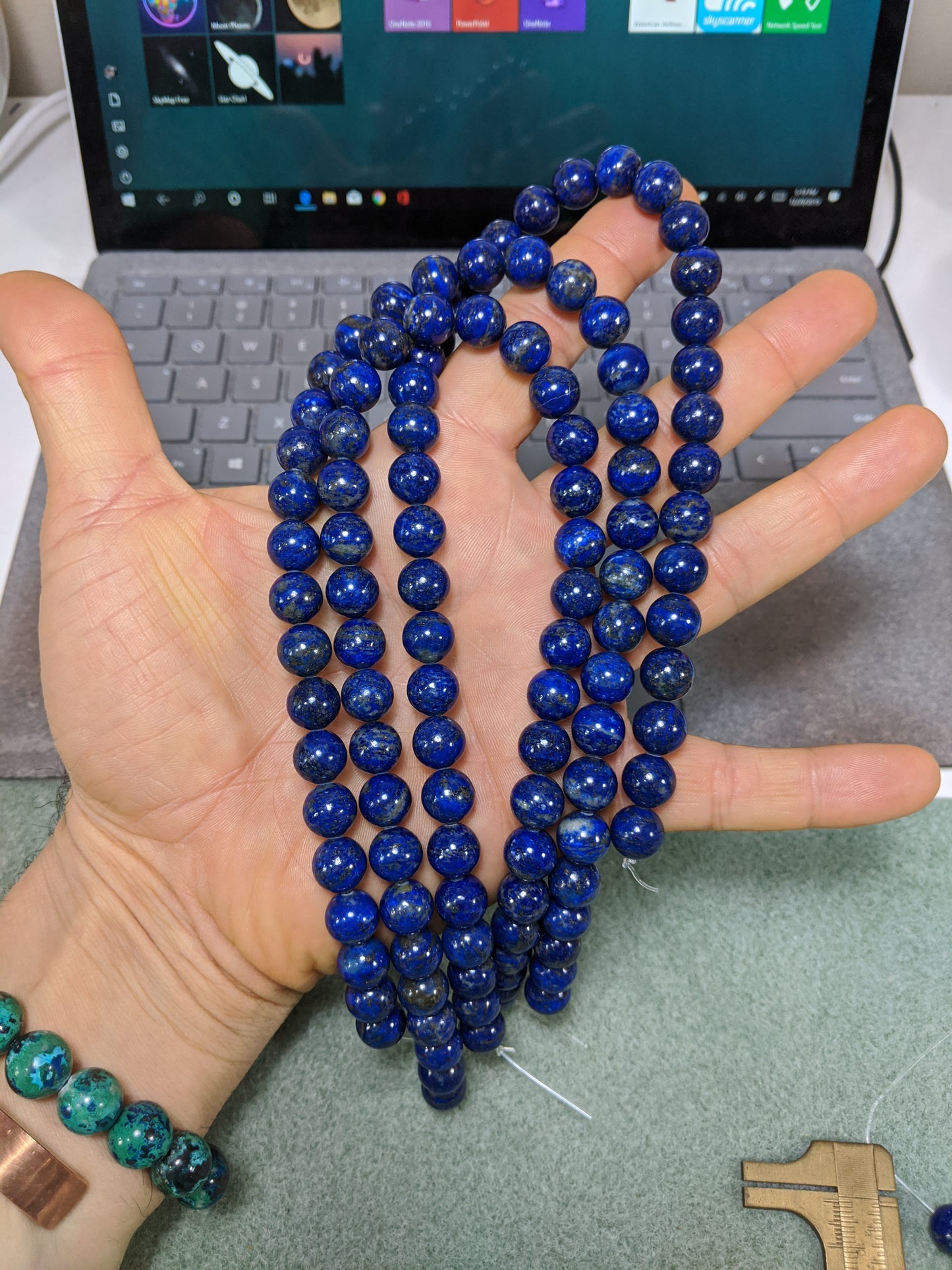 A Pharoah's first choice. | A/A- Lapis Lazuli bead bracelet for Men 10mm