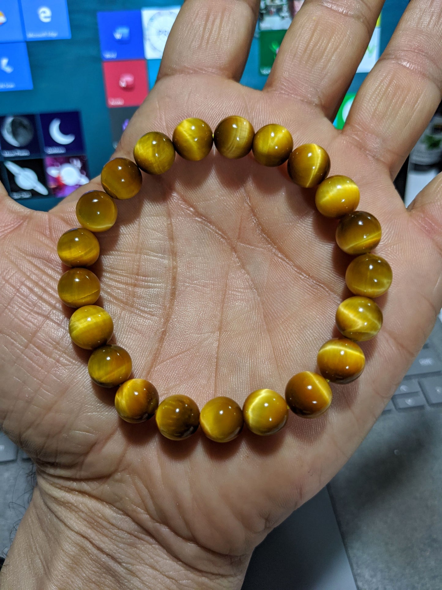 Sweet Honey Yellow Tiger Eye bead bracelet for Men 10mm