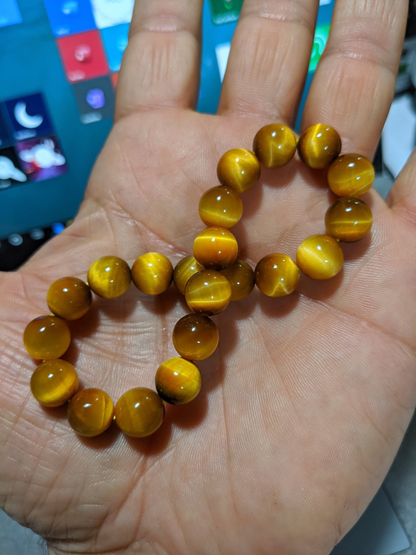 Sweet Honey Yellow Tiger Eye bead bracelet for Men 10mm