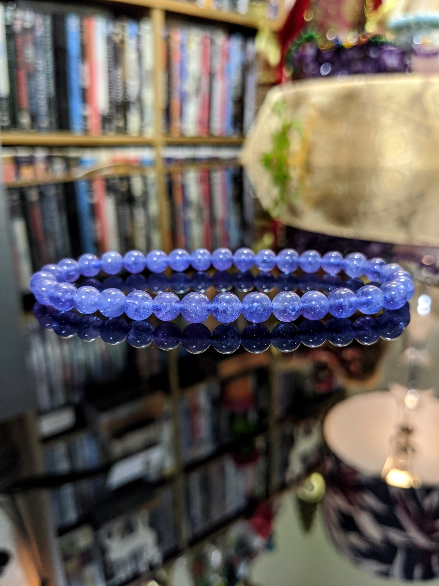 69.36 Cts. Tanzanite bead bracelet for Men 6mm Stretch Unheated