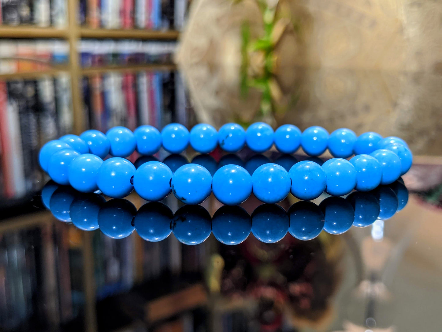 Sleeping Beauty Blue Turquoise Bead Bracelet for Men 8mm Stretch