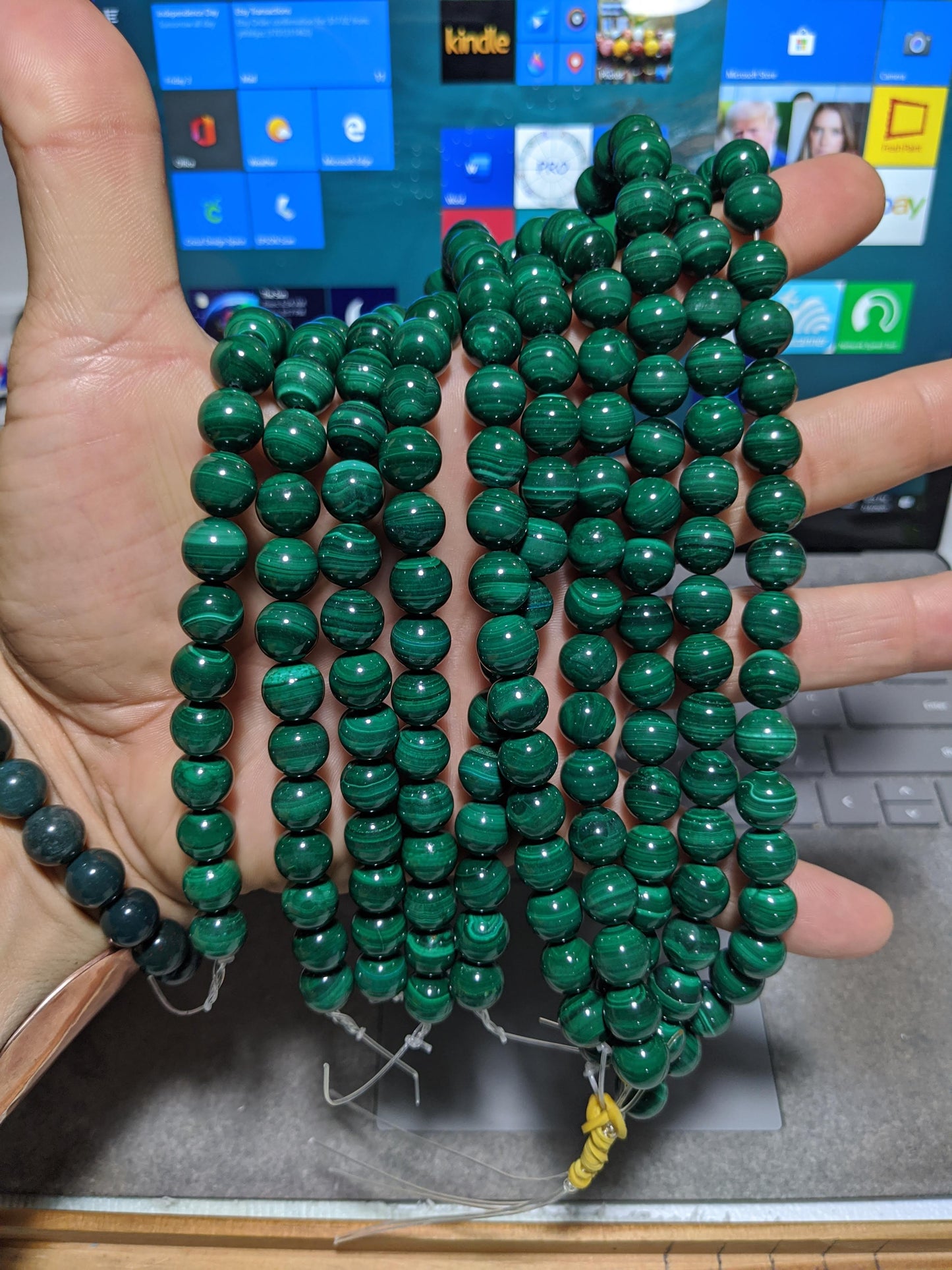 Malachite bead bracelet for Men 10mm