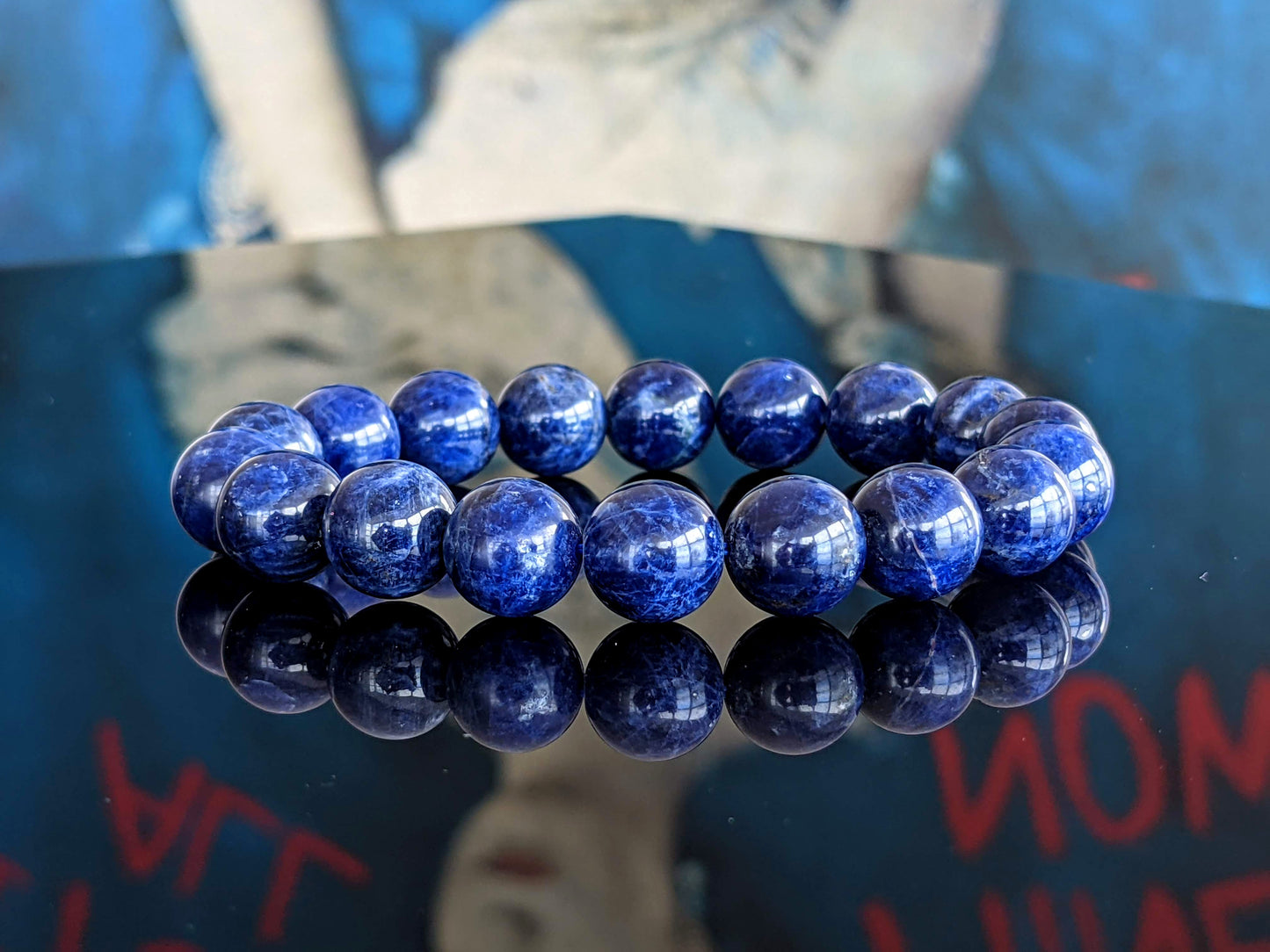 Blue Sodalite 松本青天皇 "MATSUMOTO Blue" Bead Bracelet Men Stretch 12mm 2A+