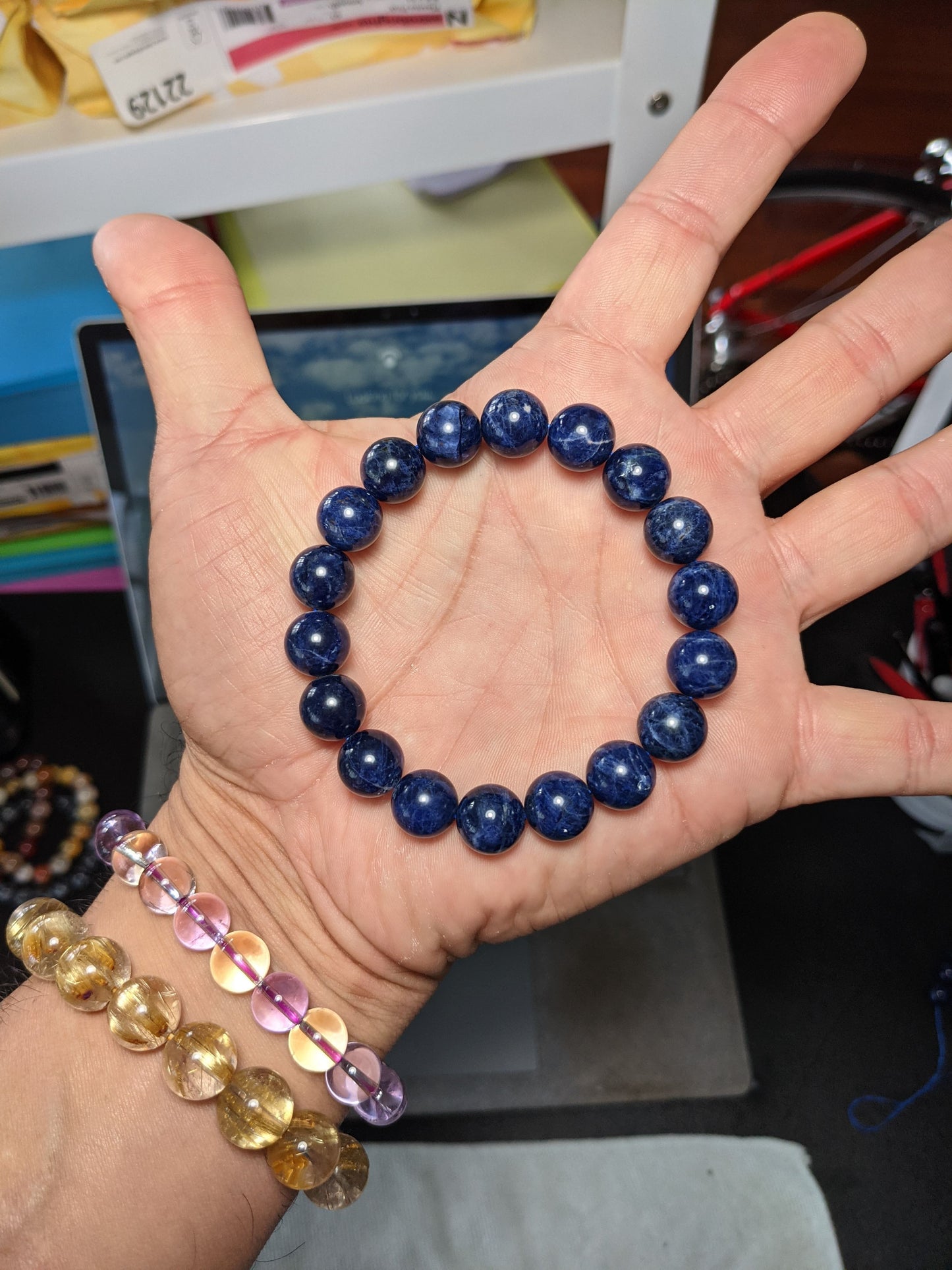 Blue Sodalite 松本青天皇 "MATSUMOTO Blue" Bead Bracelet Men Stretch 12mm 2A+