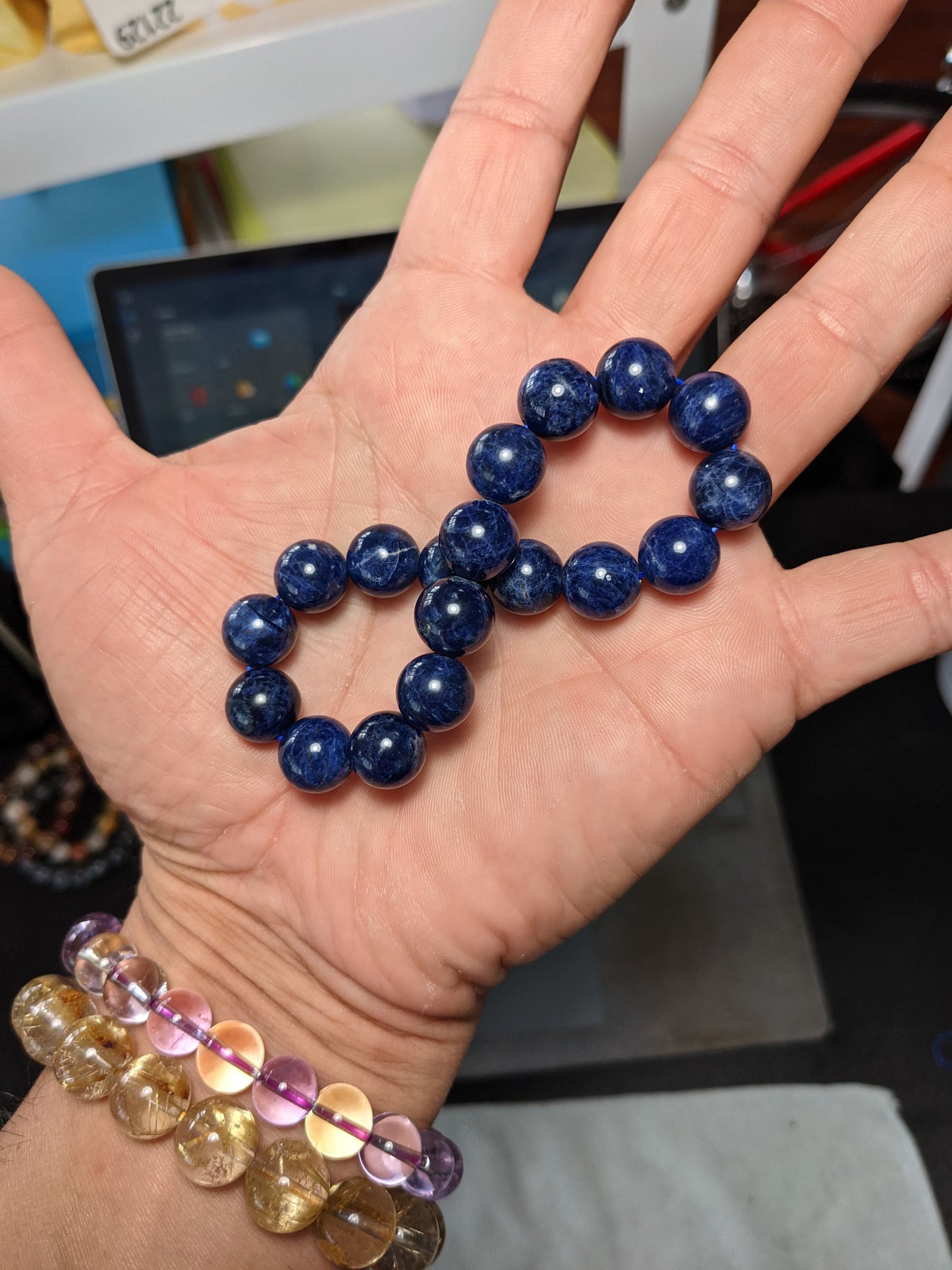 Blue Sodalite 松本青天皇 "MATSUMOTO Blue" Bead Bracelet Men Stretch 12mm 2A+