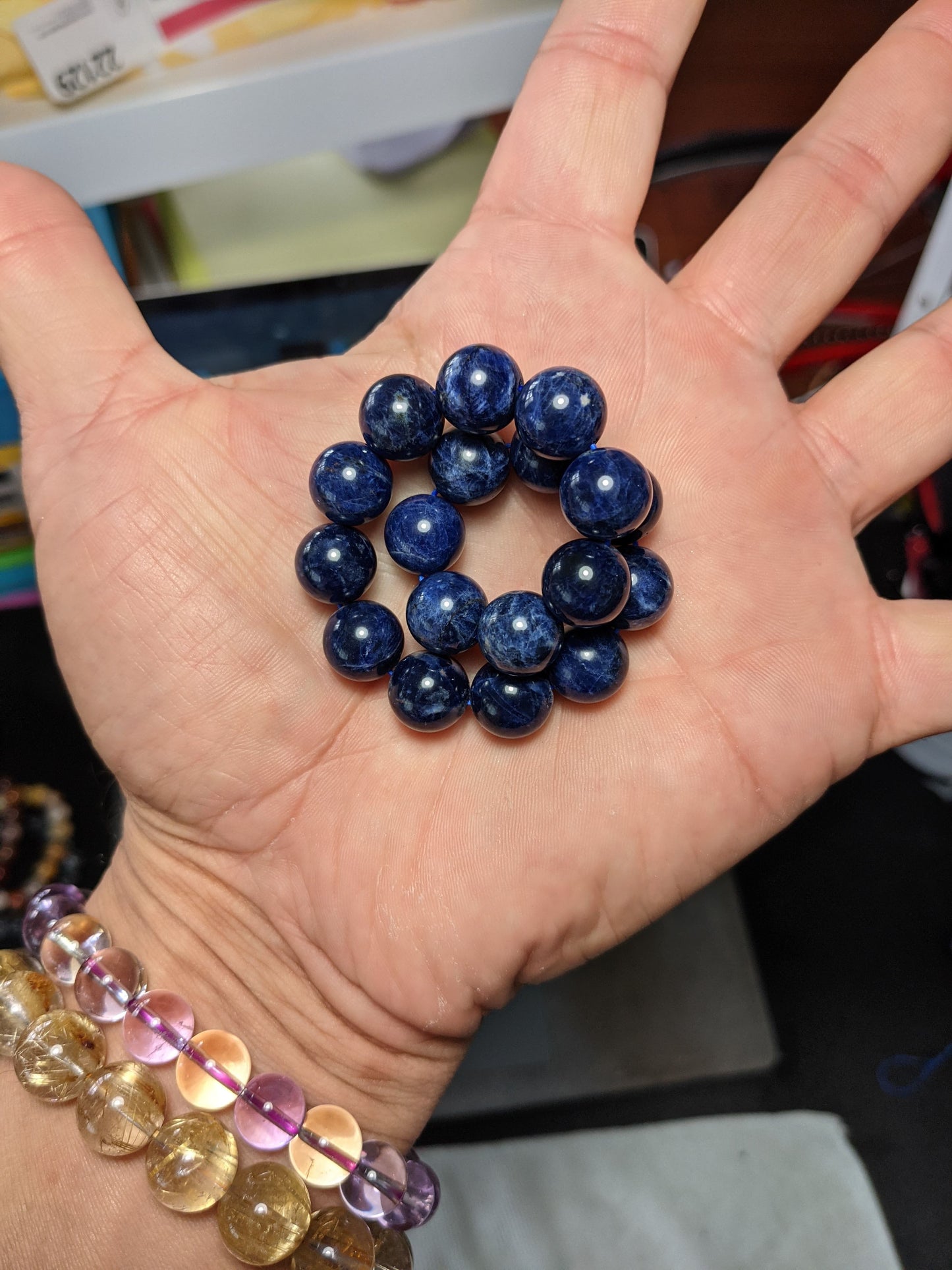 Blue Sodalite 松本青天皇 "MATSUMOTO Blue" Bead Bracelet Men Stretch 12mm 2A+