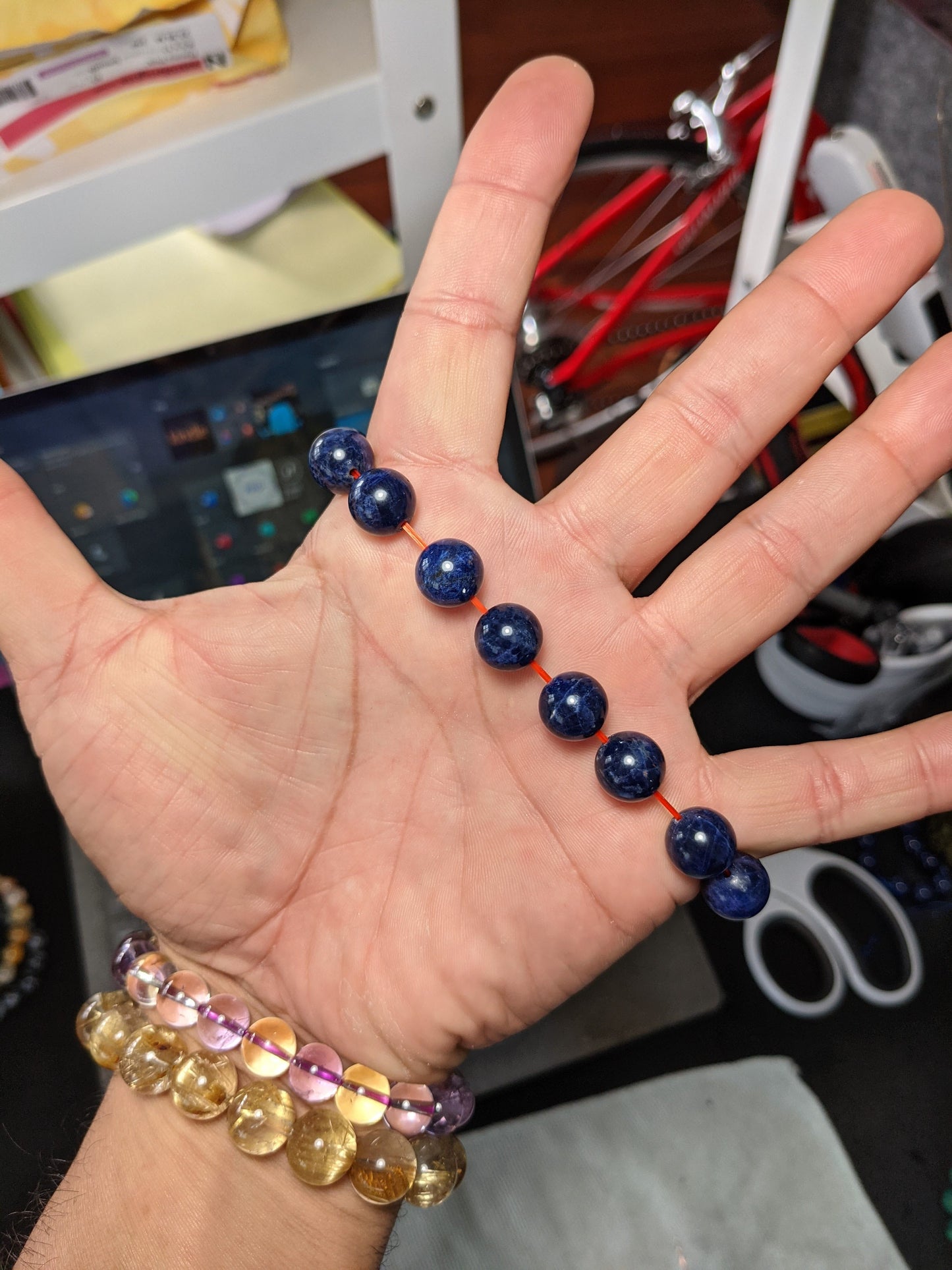 Blue Sodalite 松本青天皇 "MATSUMOTO Blue" Bead Bracelet Men Stretch 12mm 2A+