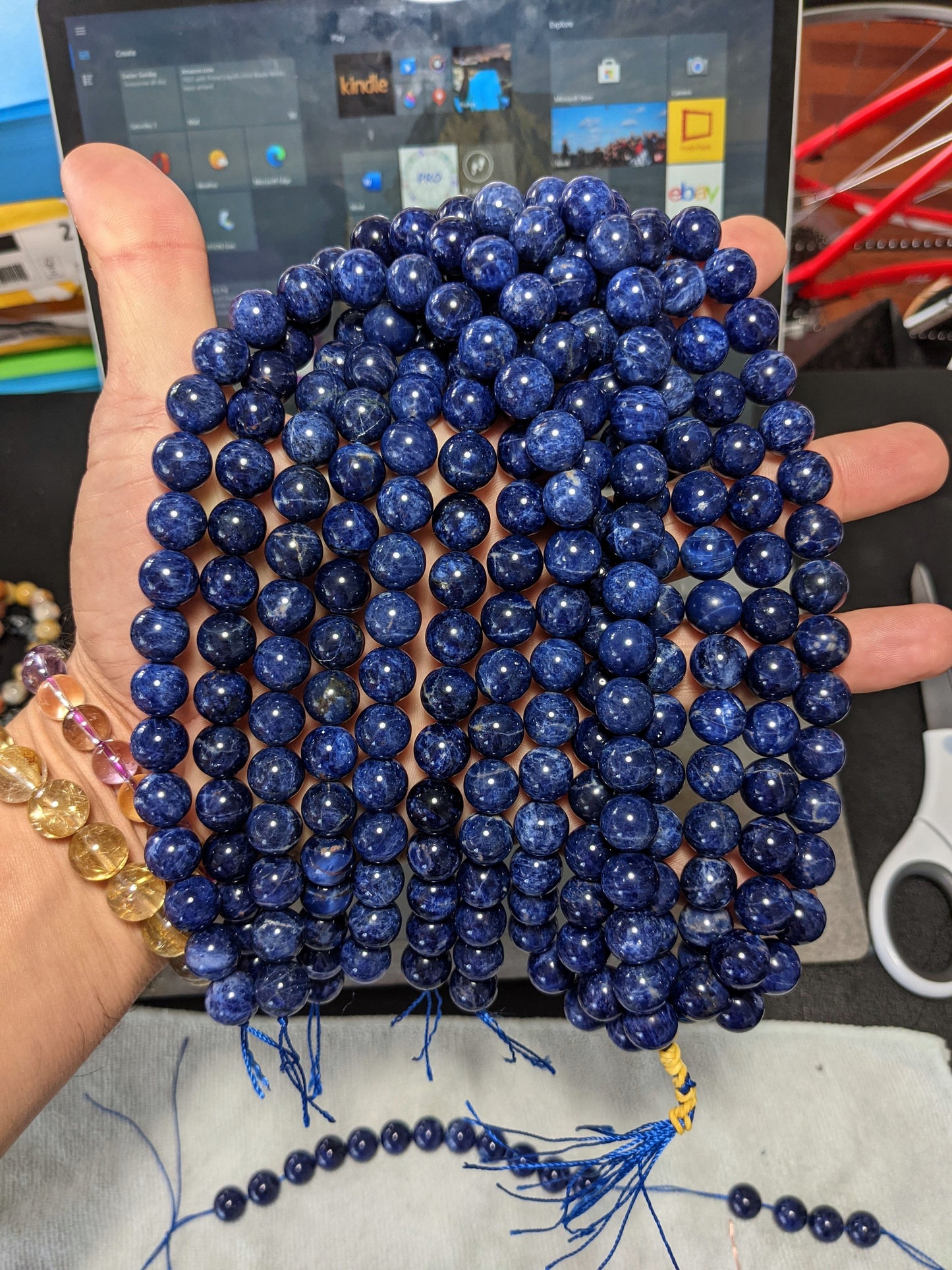 Blue Sodalite 松本青天皇 "MATSUMOTO Blue" Bead Bracelet Men Stretch 12mm 2A+