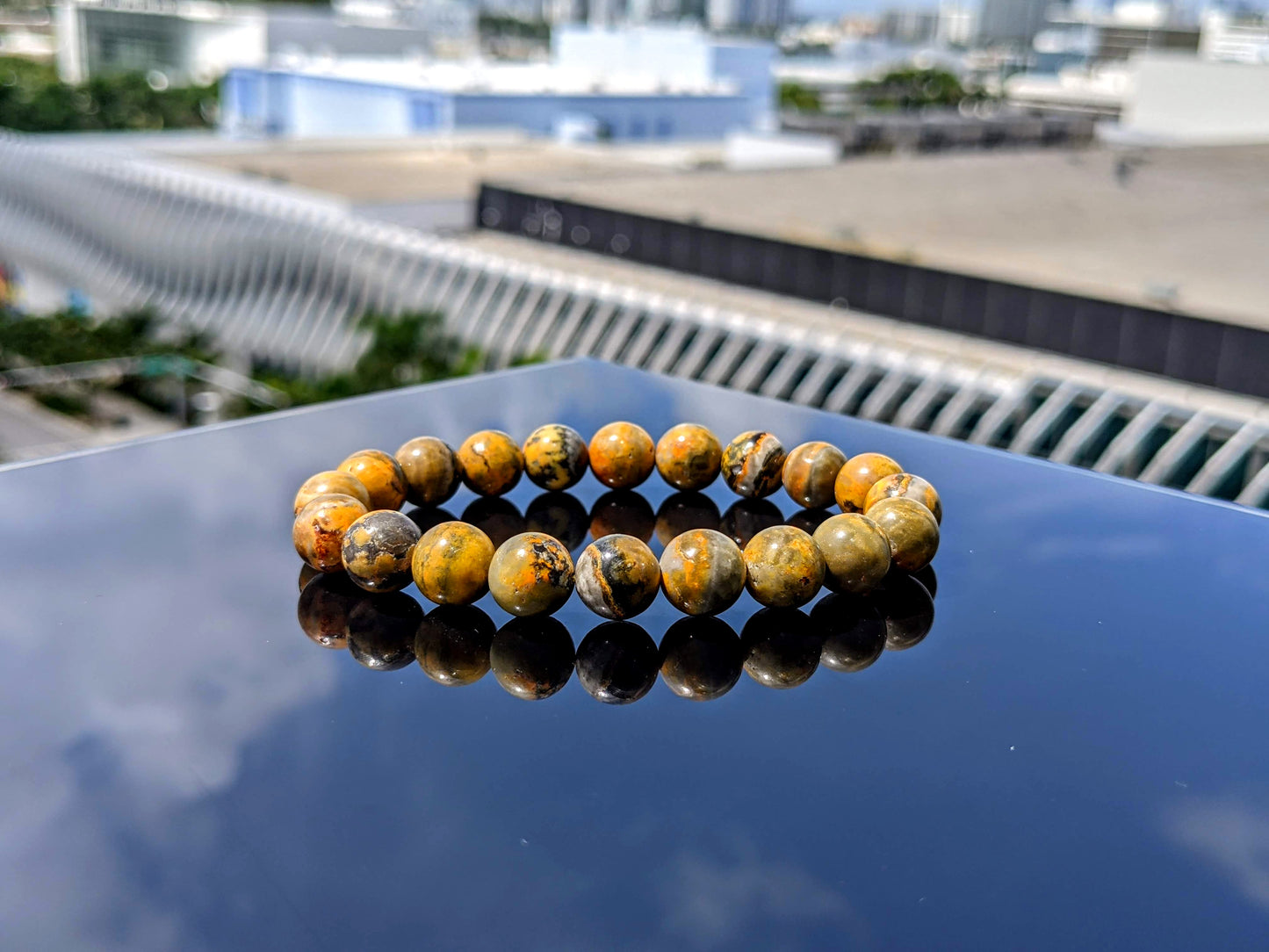 Hummel Jaspis | Bumble Bee Jasper bead bracelet for Men stretch 10mm