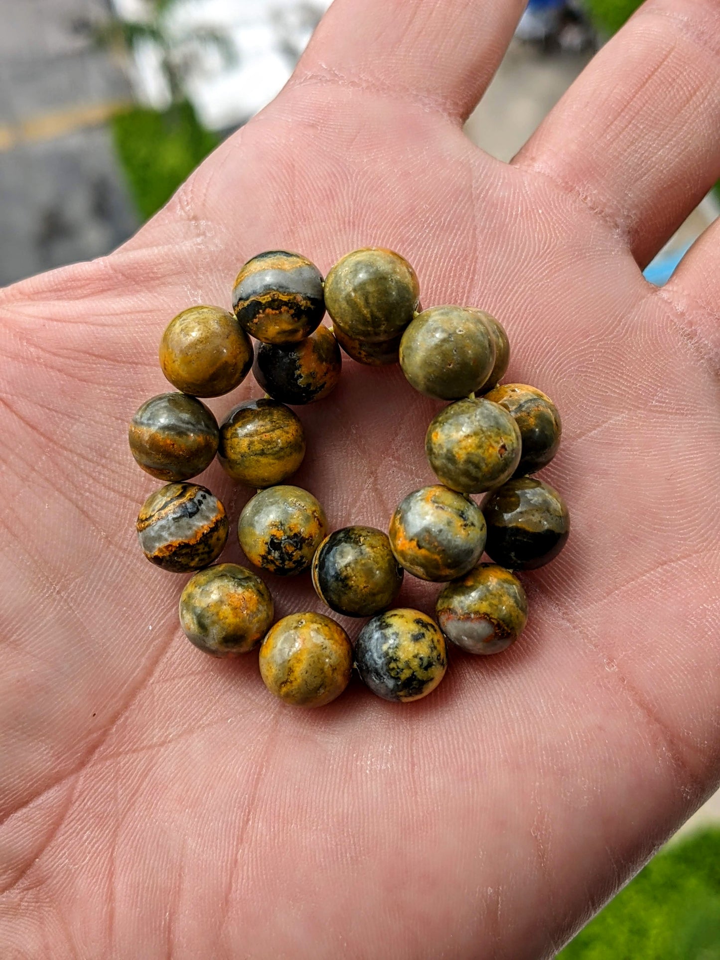 Hummel Jaspis | Bumble Bee Jasper bead bracelet for Men stretch 10mm