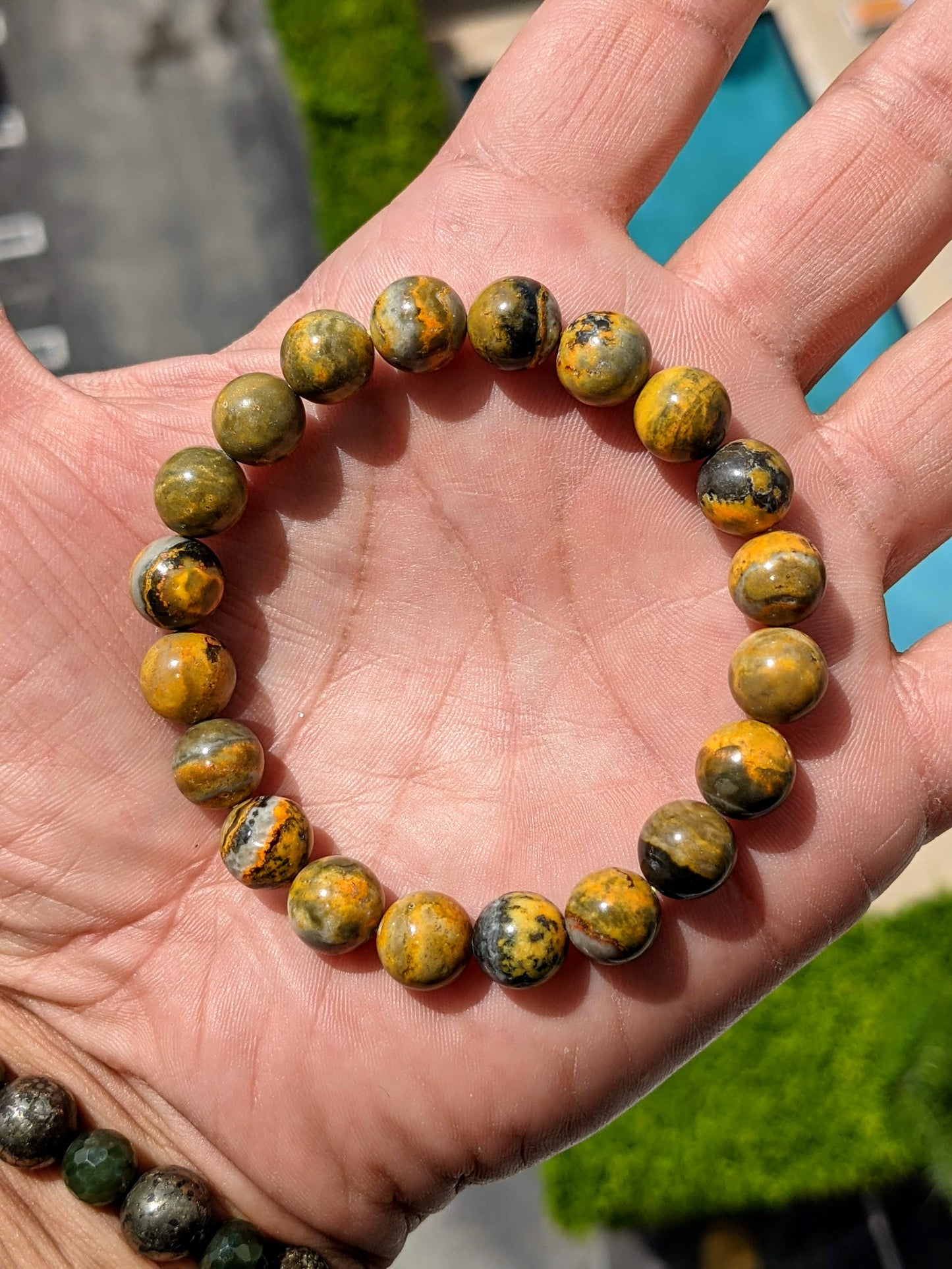 Hummel Jaspis | Bumble Bee Jasper bead bracelet for Men stretch 10mm